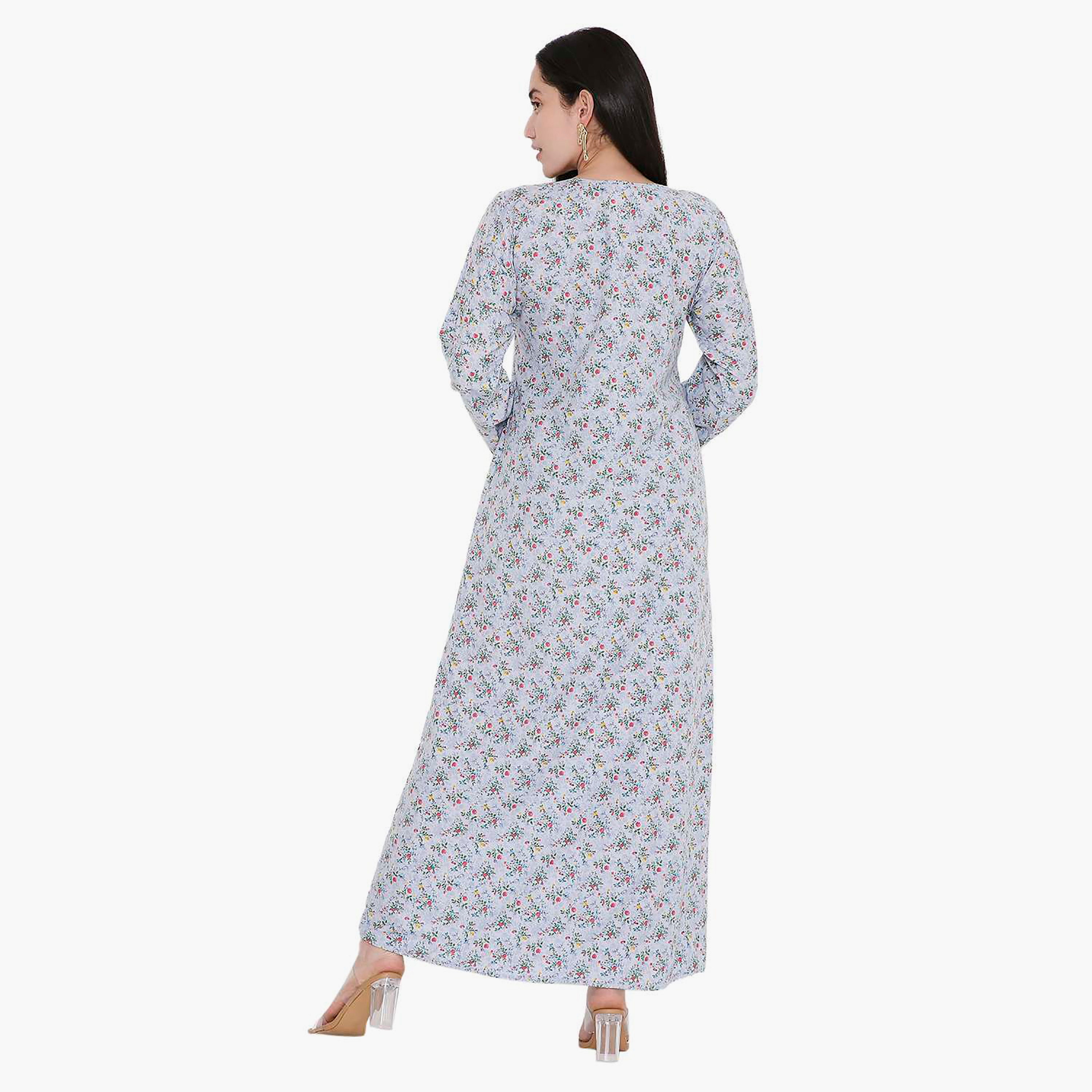 جلابية بطبعات زهور ومطرزة من هانا اند سارة-women-arabicclothing-jalabiyas-image-5