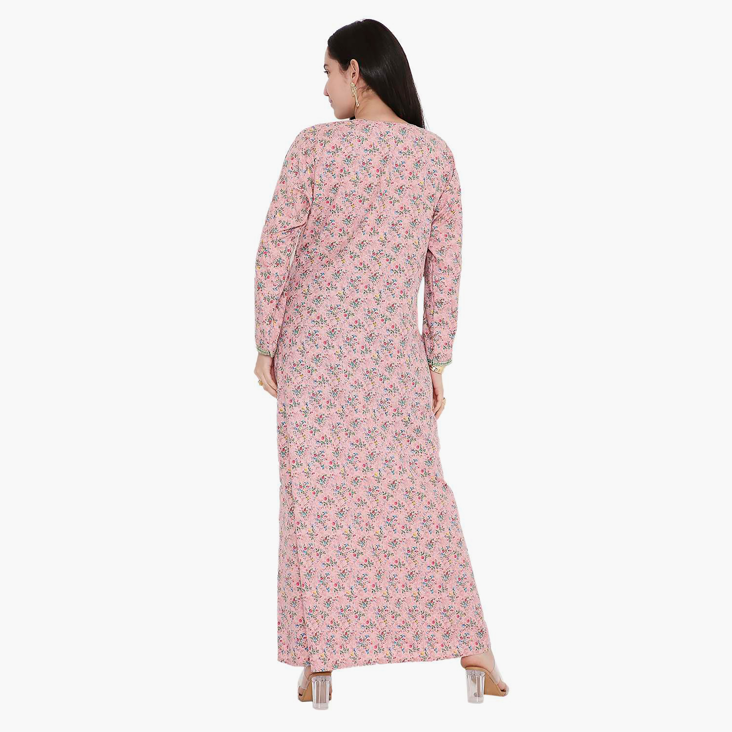 جلابية بطبعات زهور ومطرزة من هانا اند سارة-women-arabicclothing-jalabiyas-image-5