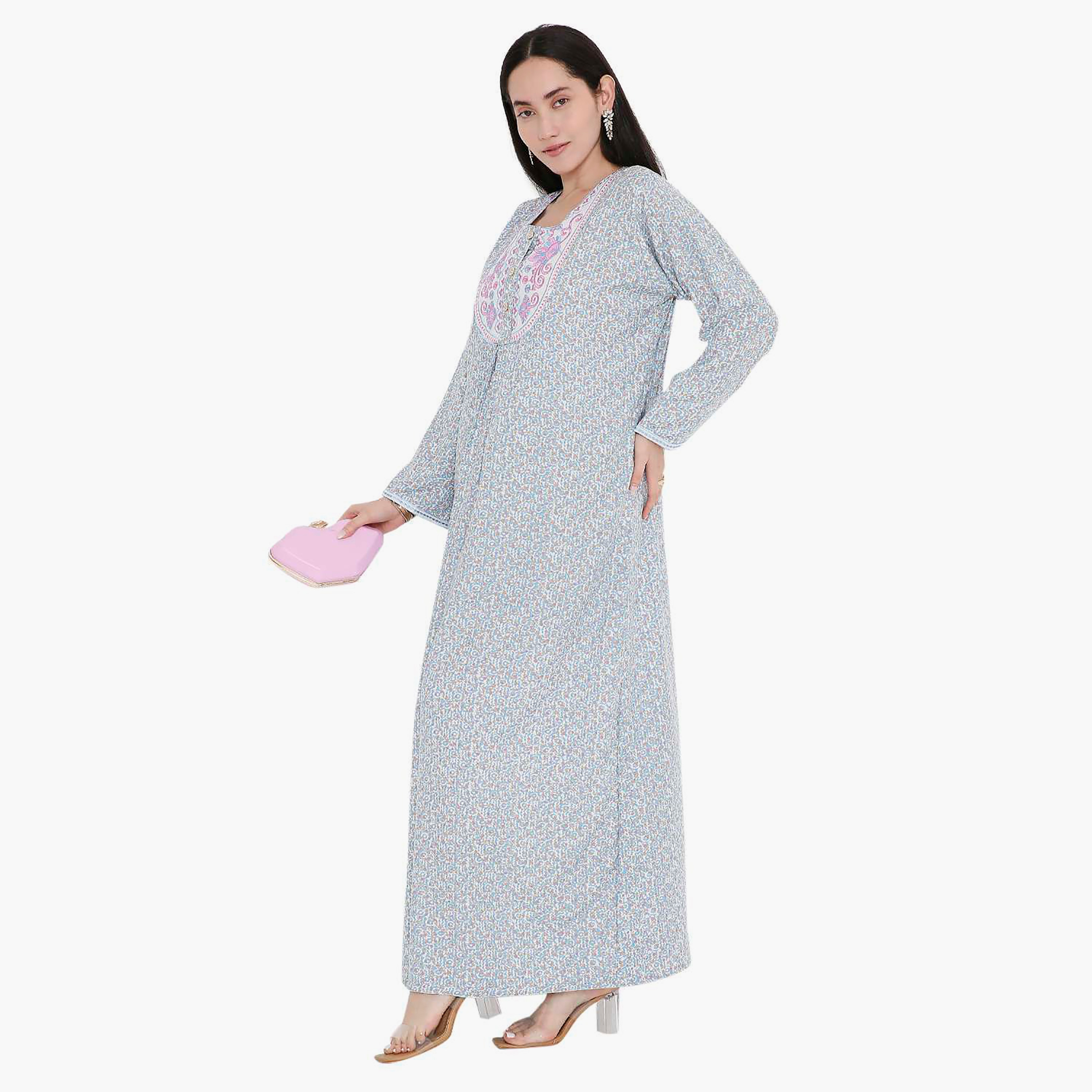 جلابية بطبعات كاملة وتطريز على الياقة من هانا اند سارة-women-arabicclothing-jalabiyas-image-9
