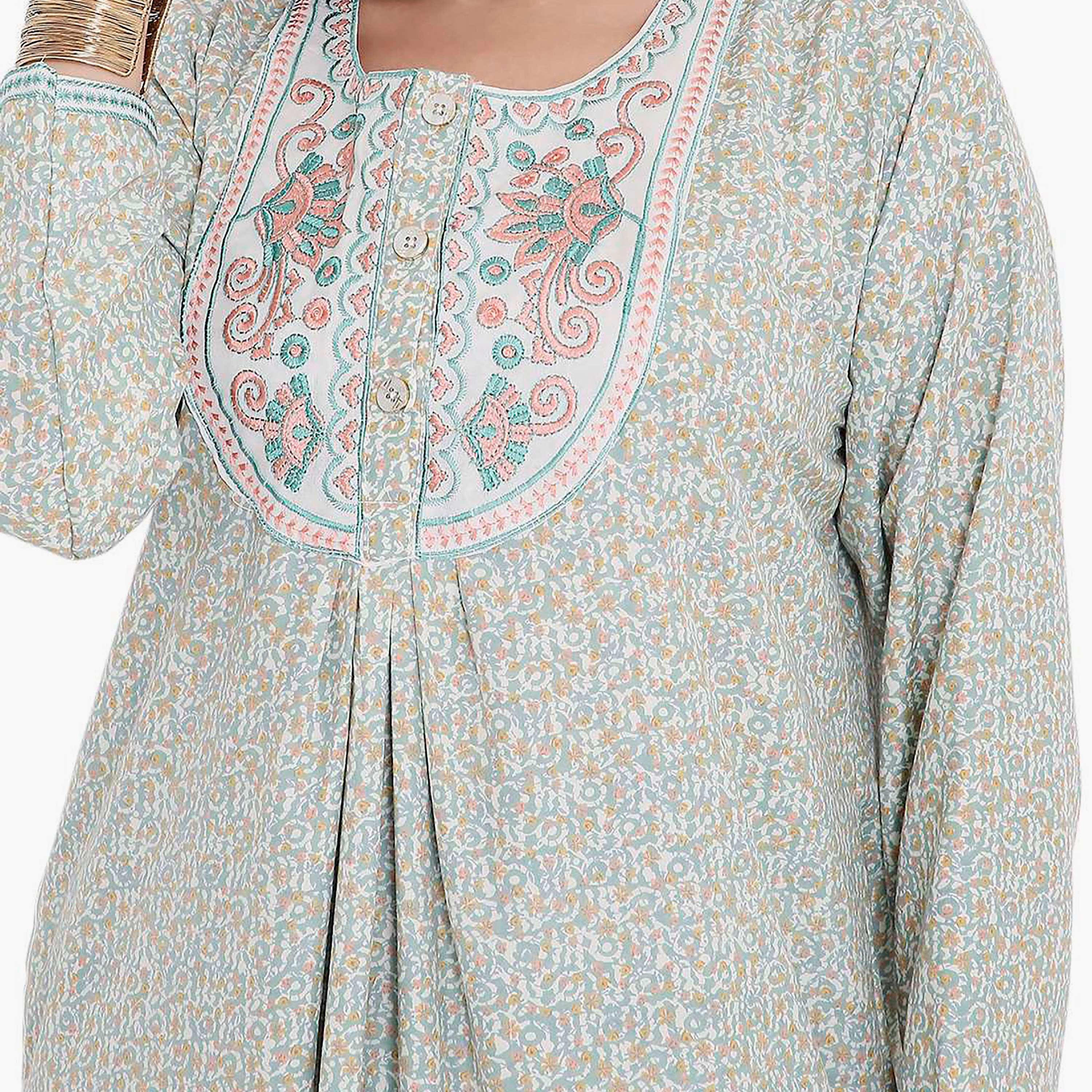 جلابية بطبعات كاملة وتطريز على الياقة من هانا اند سارة-women-arabicclothing-jalabiyas-image-13