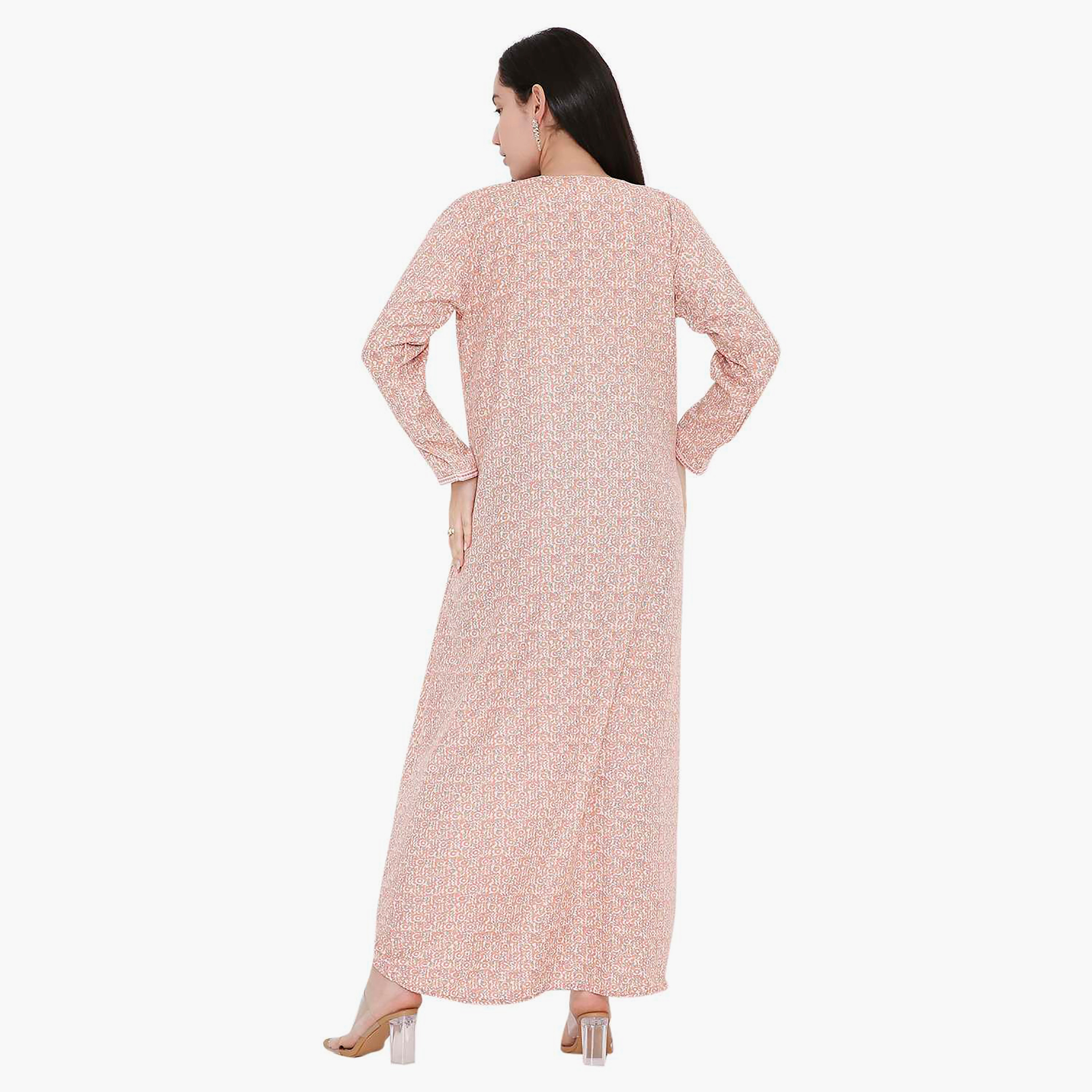 جلابية بطبعات كاملة وتطريز على الياقة من هانا اند سارة-women-arabicclothing-jalabiyas-image-5
