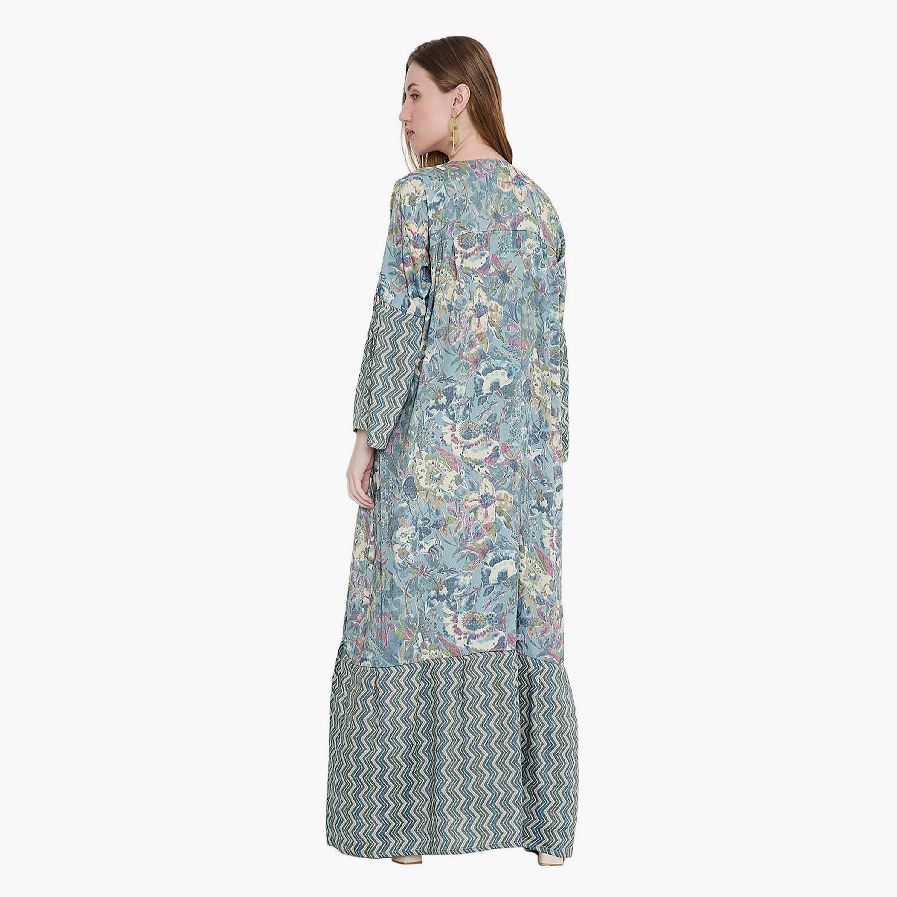 HanaandSara Floral Print and Chevron Women's Jalabiya-women-arabicclothing-jalabiyas-image-9