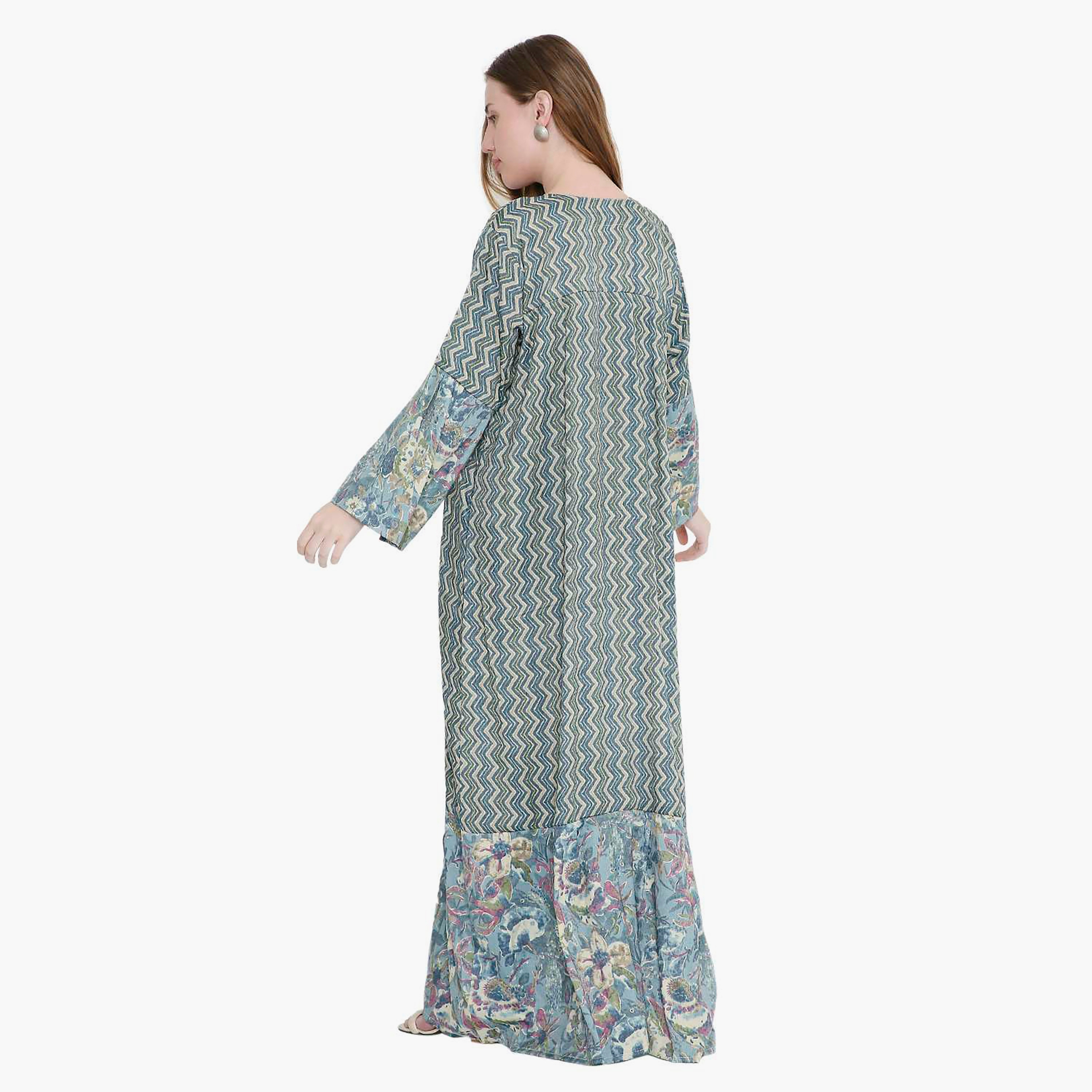 جلابية نسائية بطبعة شيفرون ونير مطرز من هانا اند سارة-women-arabicclothing-jalabiyas-image-5