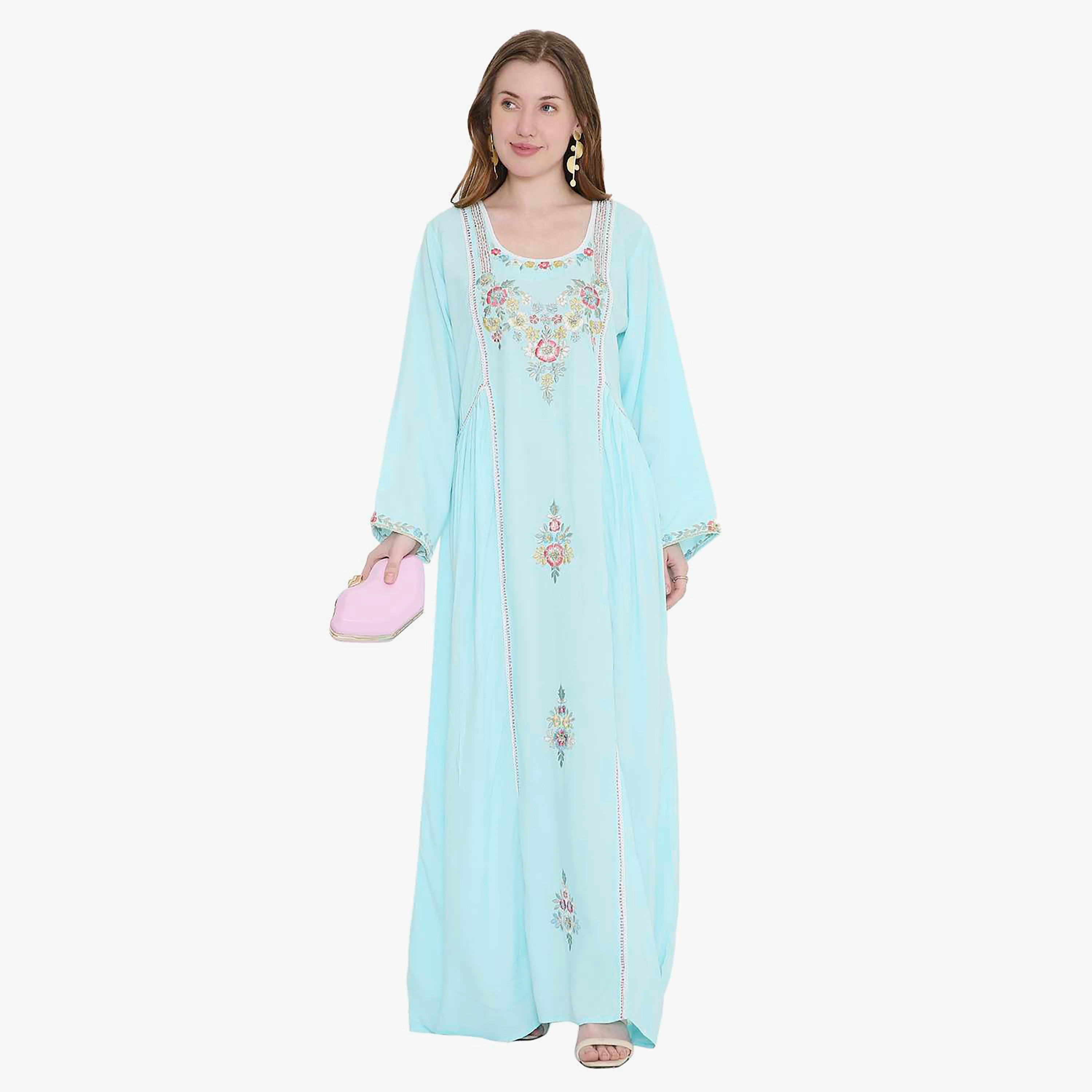 جلابية نسائية مطرزة بالزهور من هانا اند سارة-women-arabicclothing-jalabiyas-image-1