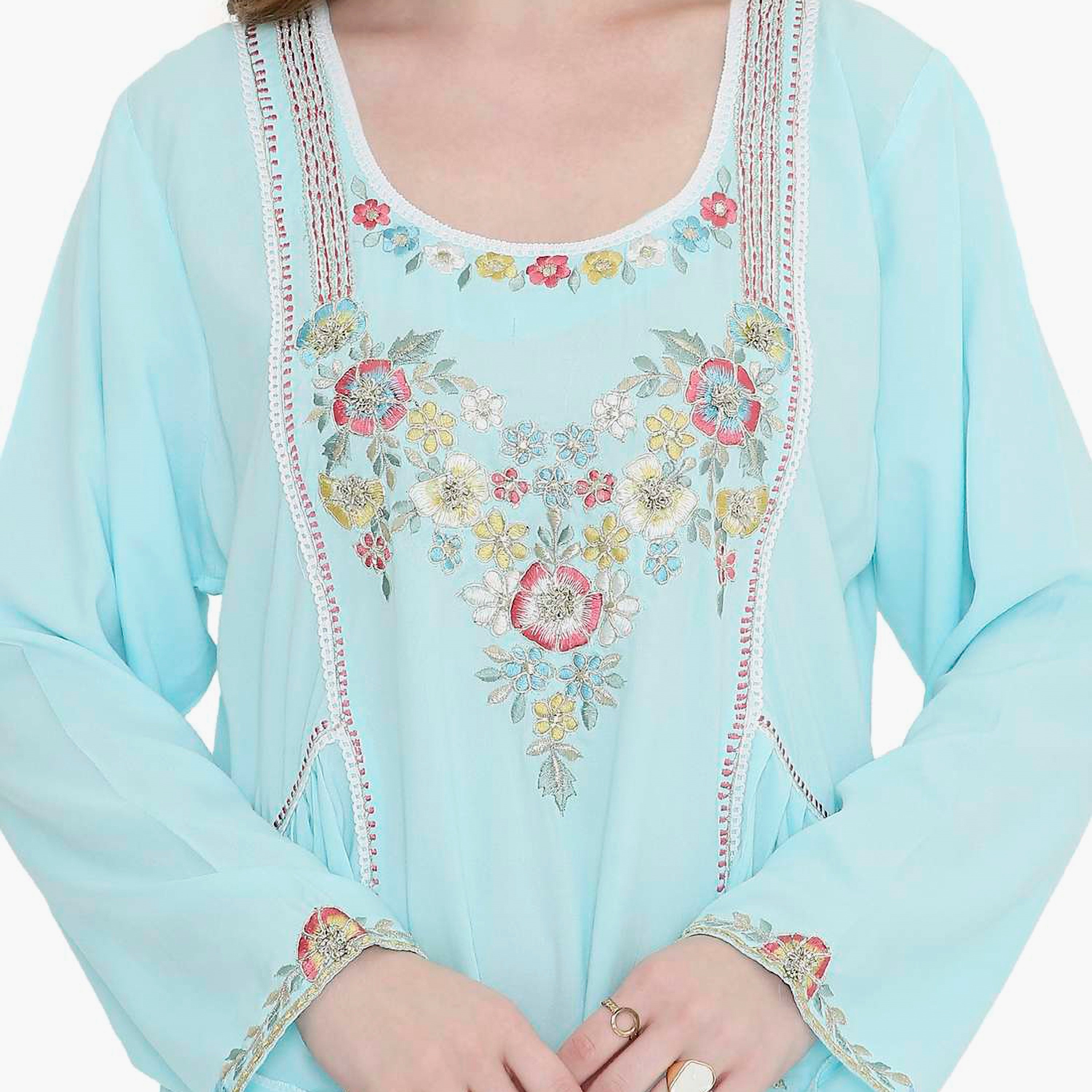 HanaandSara Floral Embroidered Women's Jalabiya-women-arabicclothing-jalabiyas-image-2
