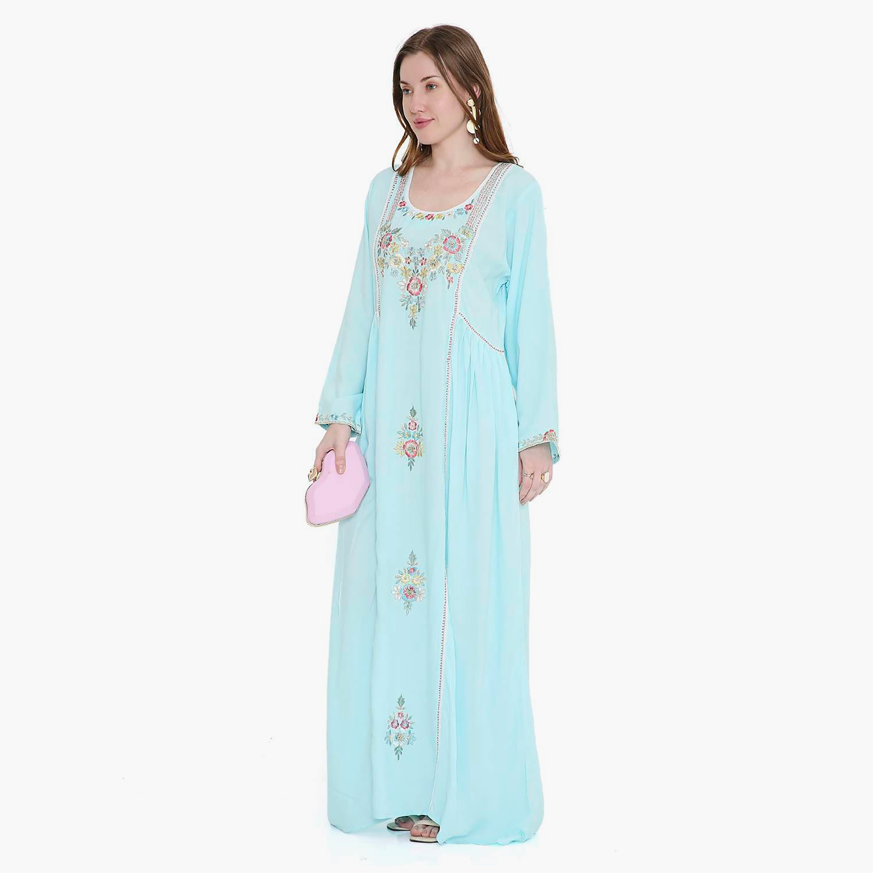 جلابية نسائية مطرزة بالزهور من هانا اند سارة-women-arabicclothing-jalabiyas-image-3