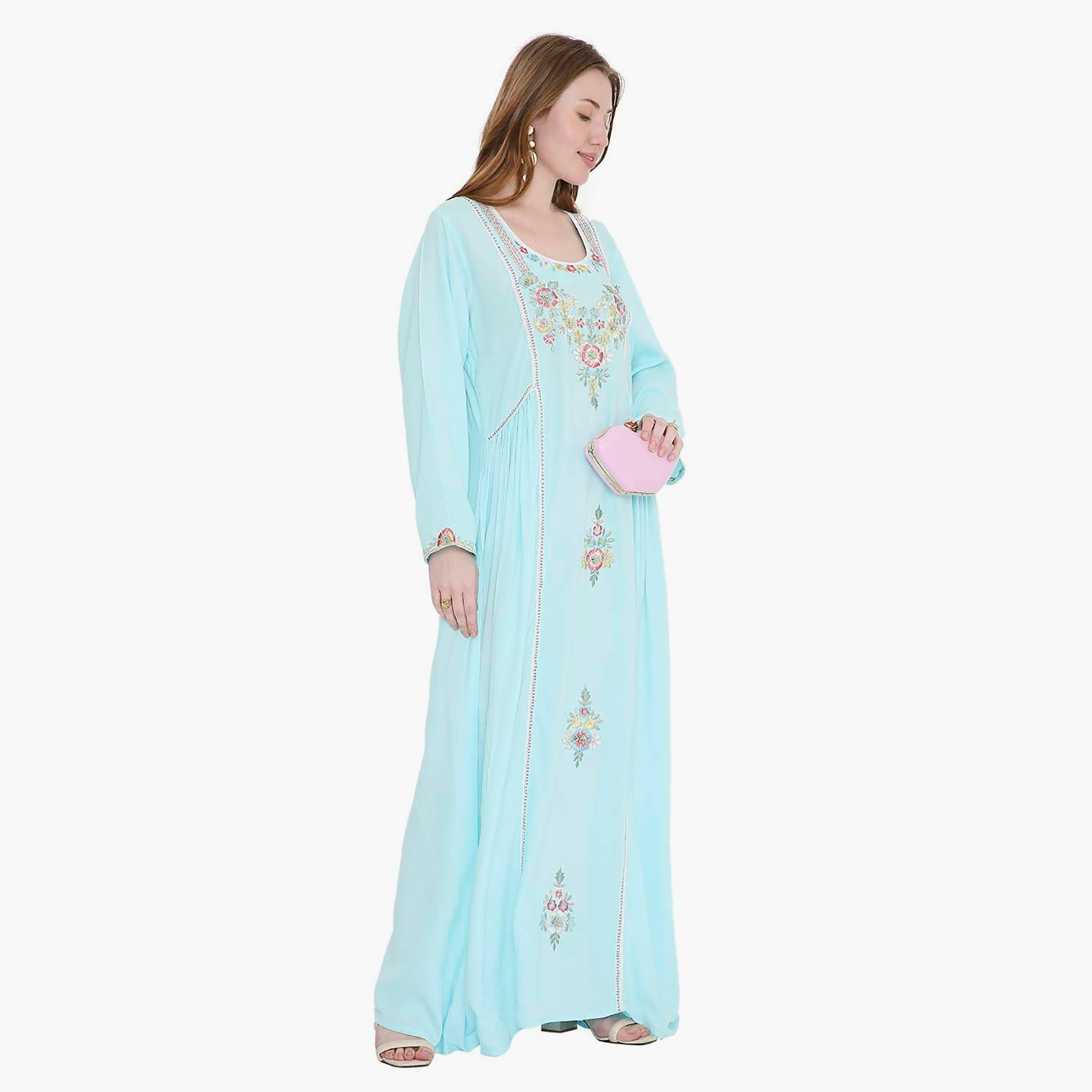 HanaandSara Floral Embroidered Women's Jalabiya-women-arabicclothing-jalabiyas-image-4