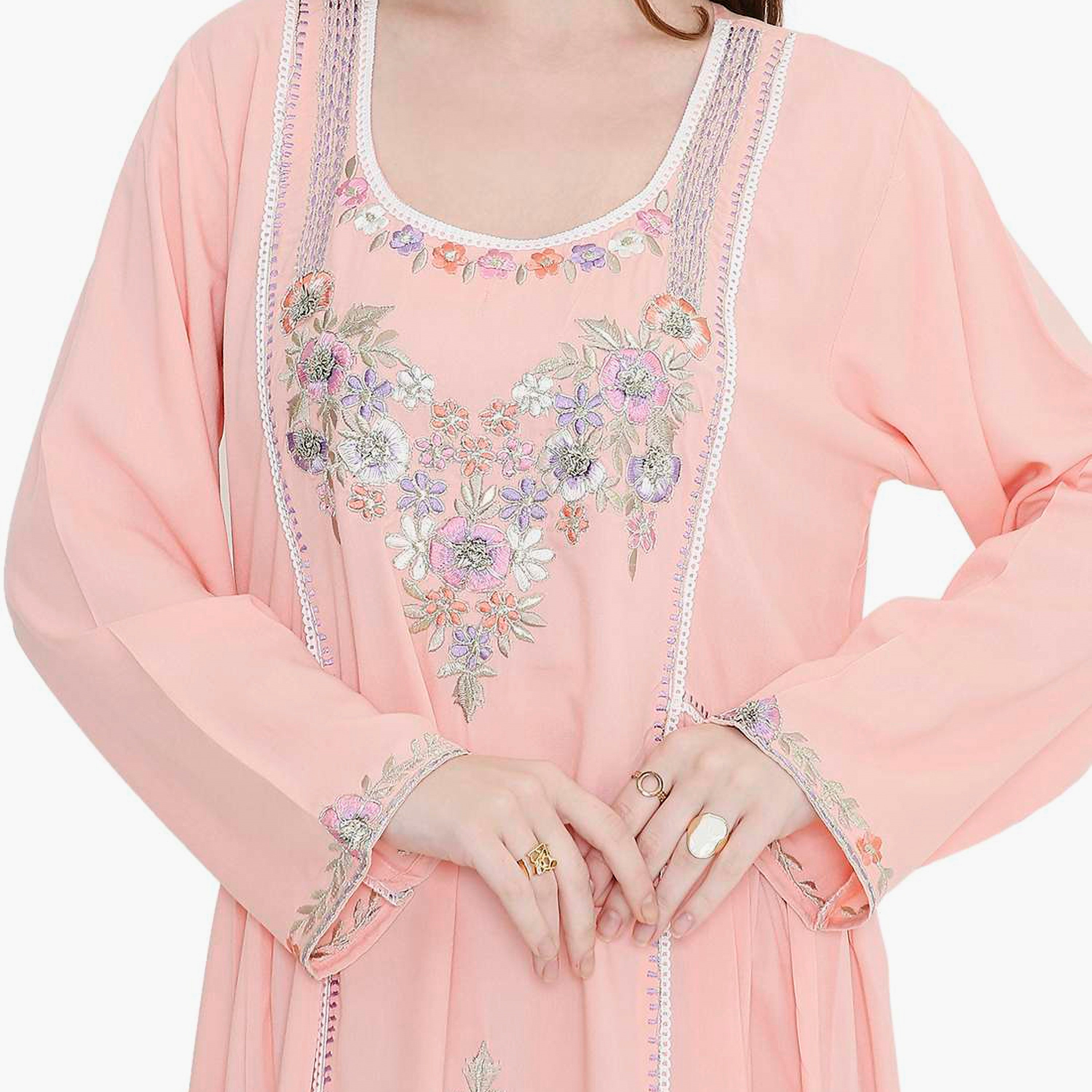 جلابية نسائية مطرزة بالزهور من هانا اند سارة-women-arabicclothing-jalabiyas-image-12
