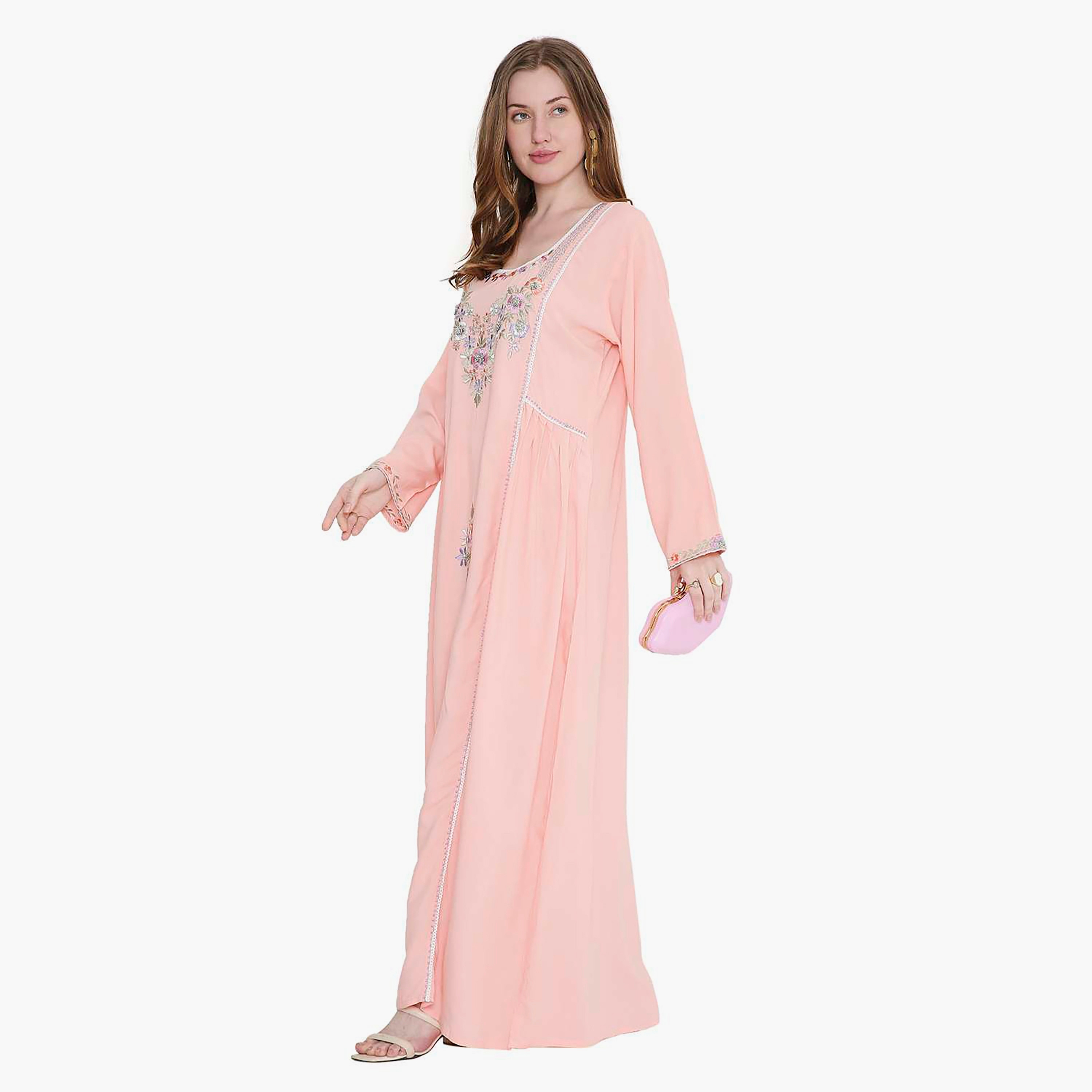 جلابية نسائية مطرزة بالزهور من هانا اند سارة-women-arabicclothing-jalabiyas-image-13