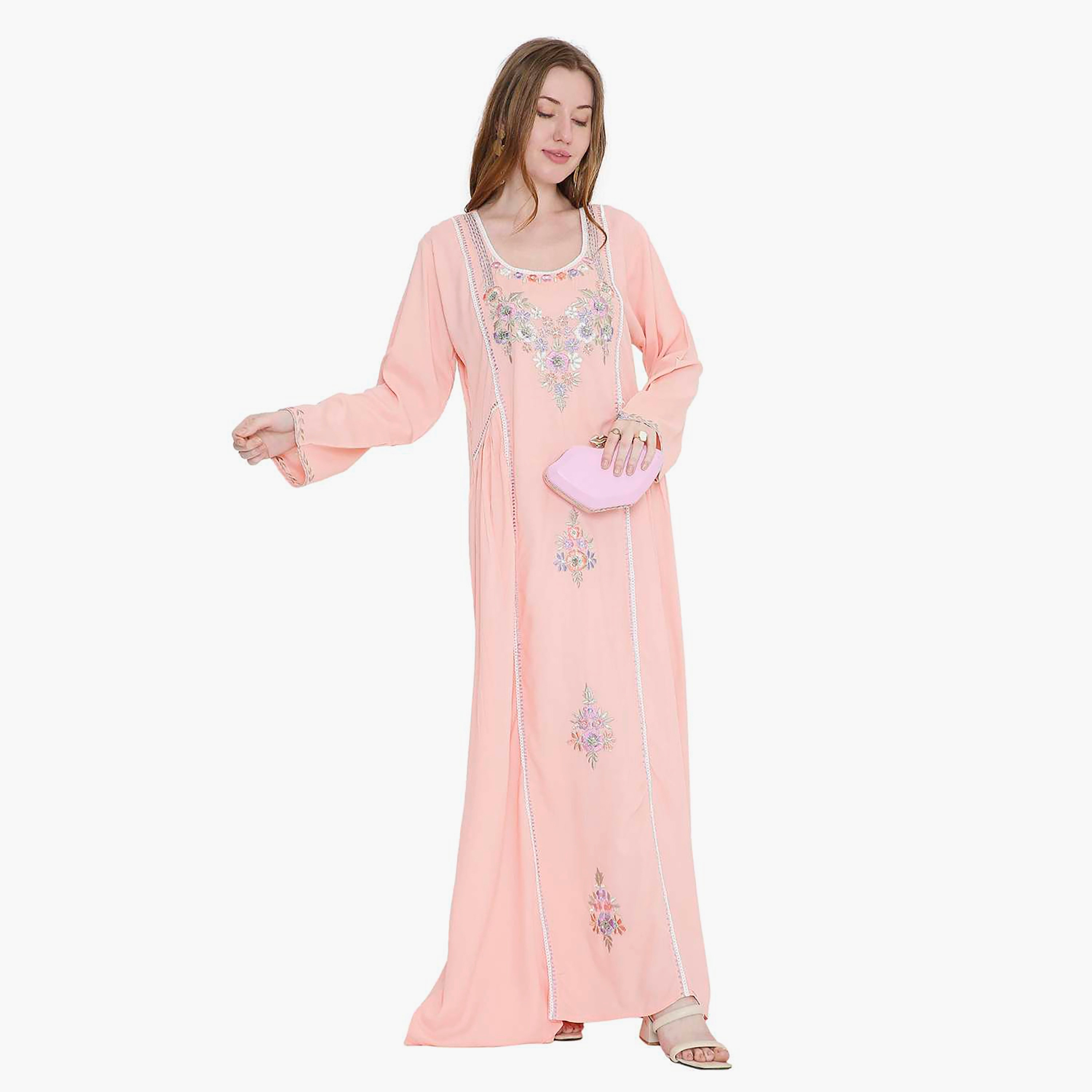 جلابية نسائية مطرزة بالزهور من هانا اند سارة-women-arabicclothing-jalabiyas-image-14