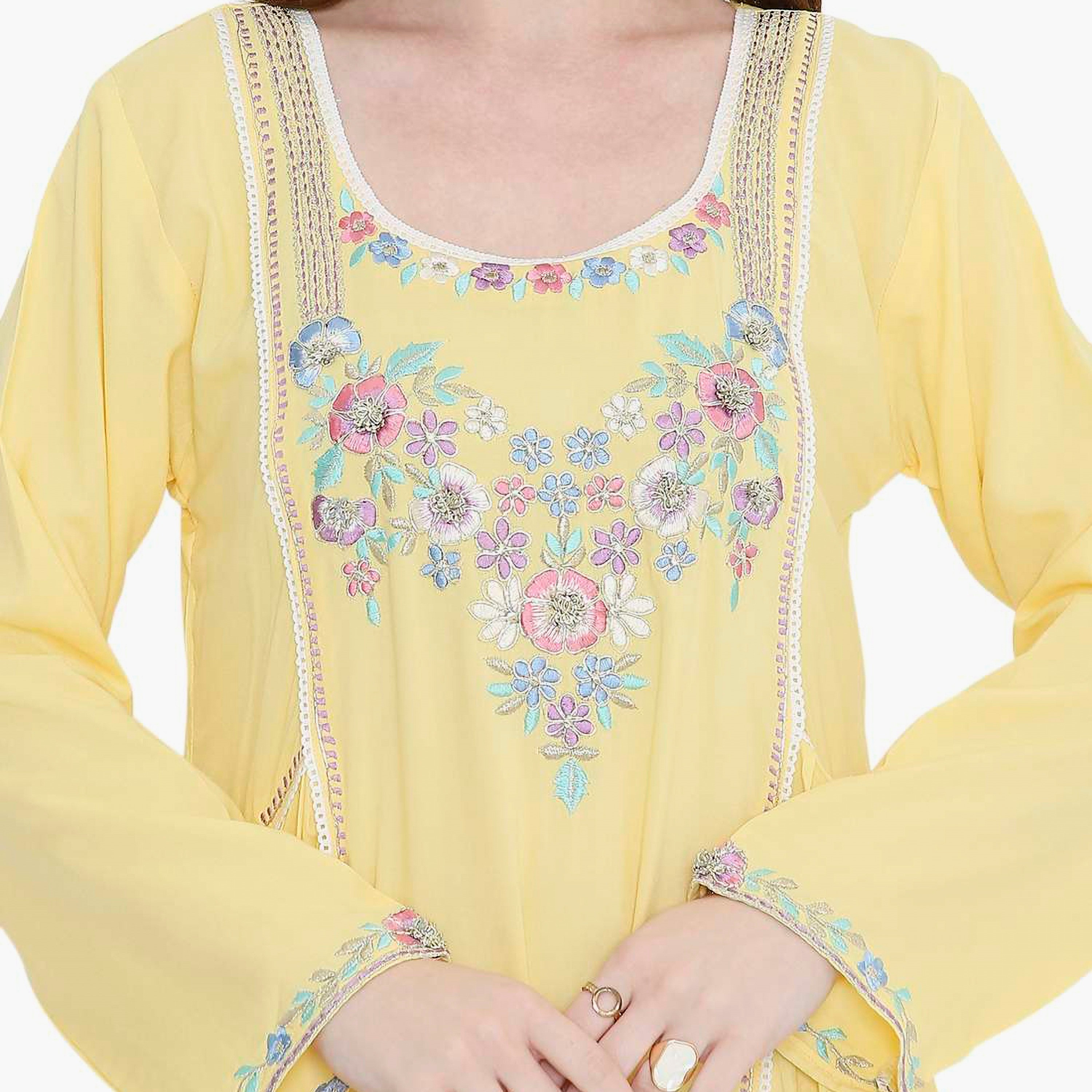 جلابية نسائية مطرزة بالزهور من هانا اند سارة-women-arabicclothing-jalabiyas-image-7