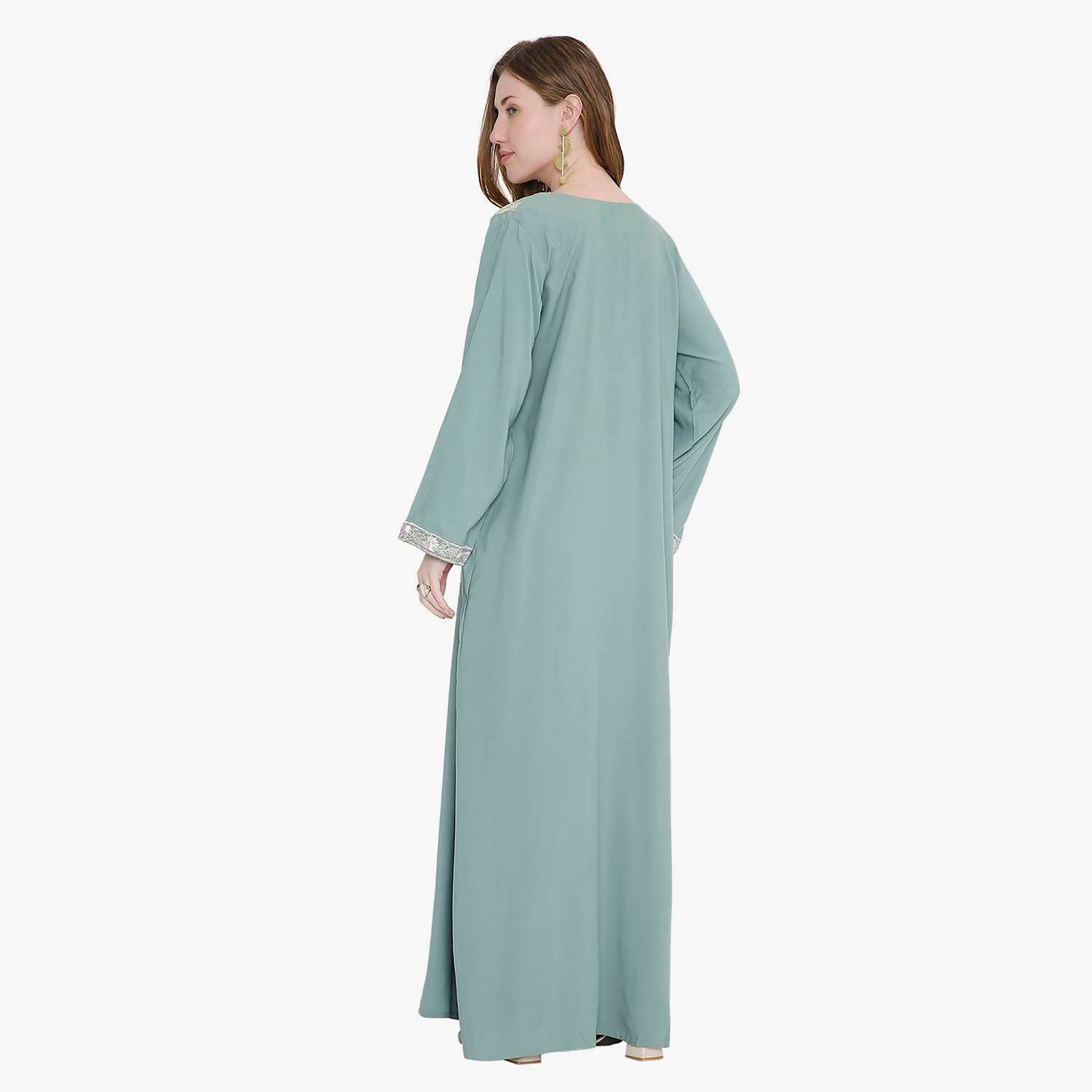 HanaandSara Leaf Embroidered Women's Jalabiya-women-arabicclothing-jalabiyas-image-5