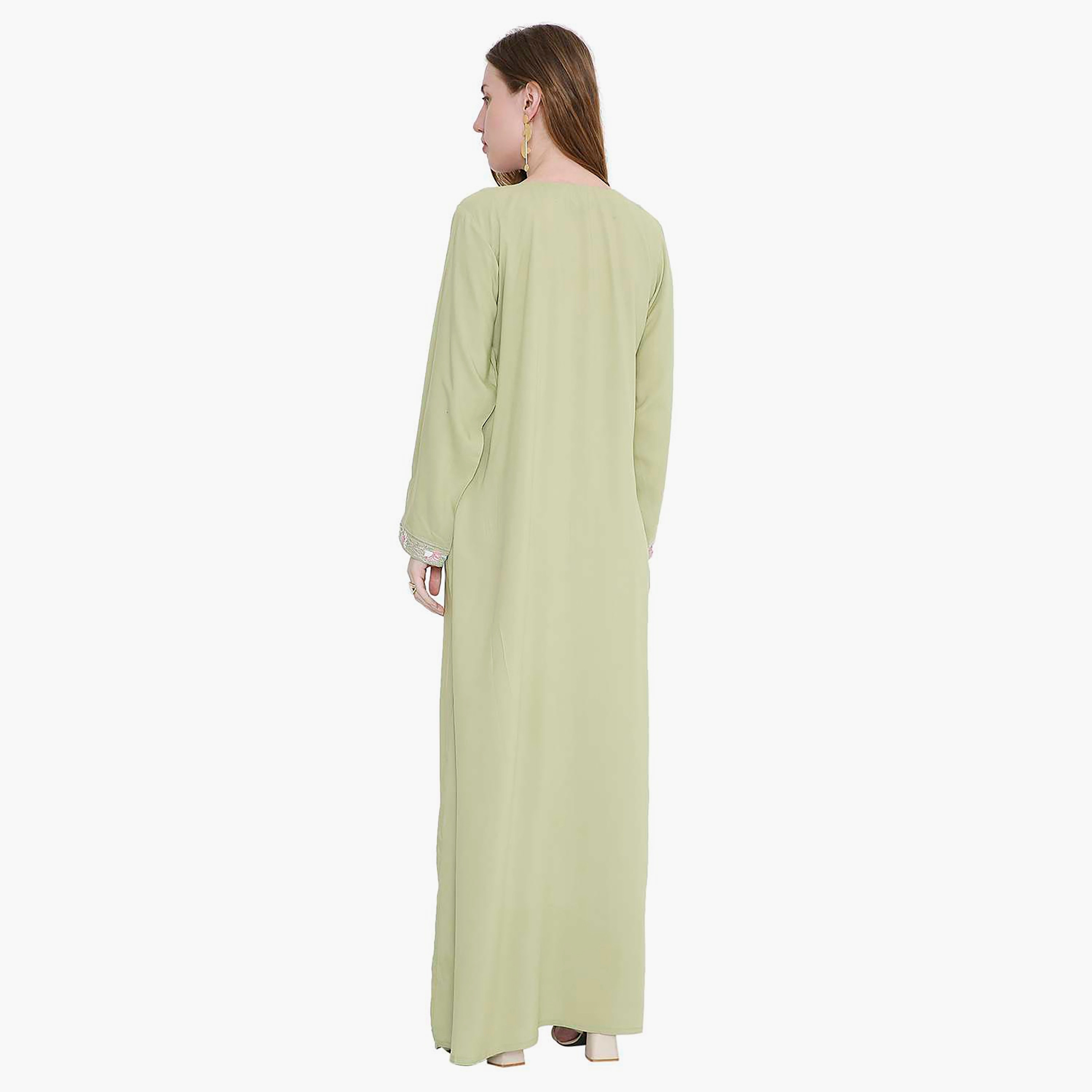 HanaandSara Leaf Embroidered Women's Jalabiya-women-arabicclothing-jalabiyas-image-15