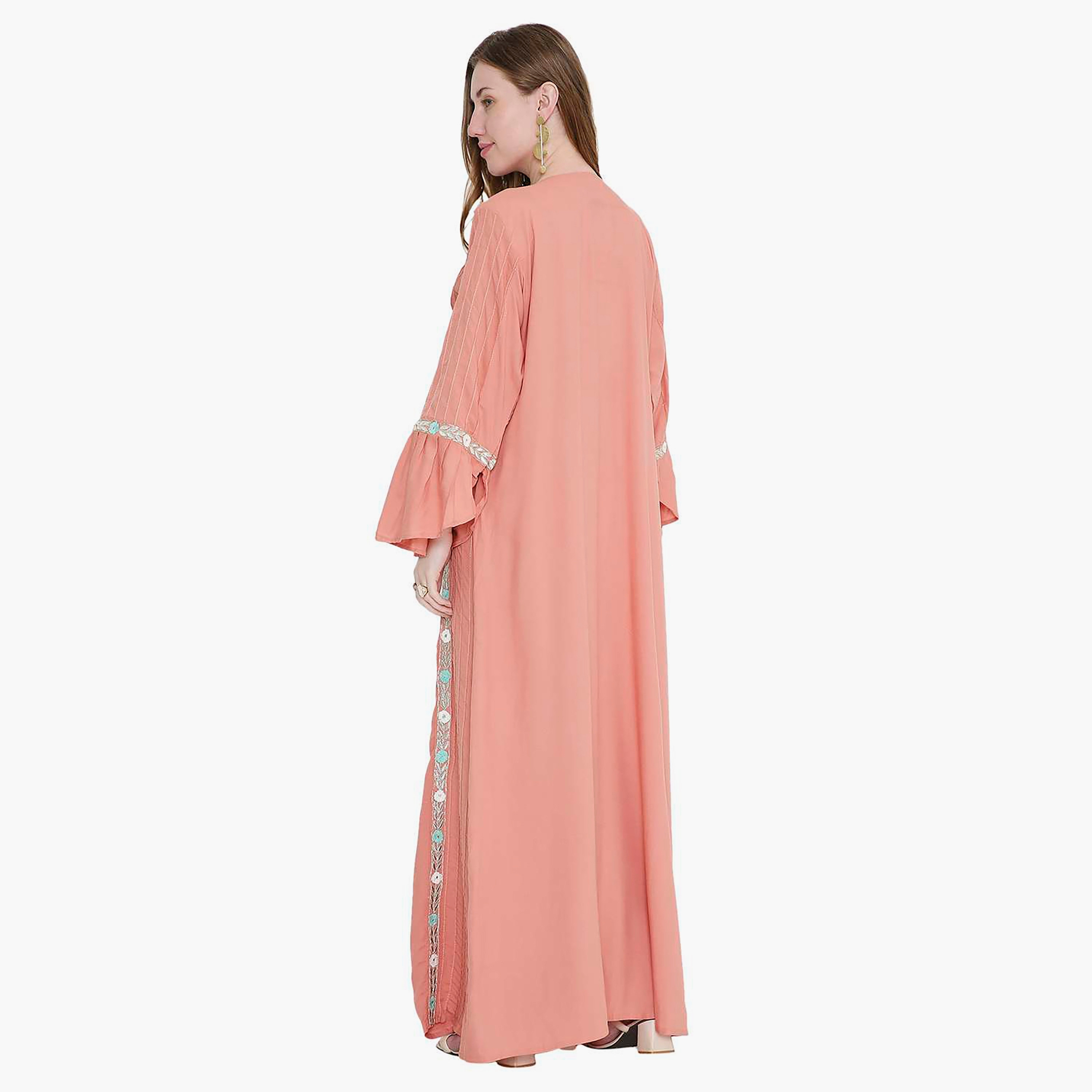 جلابية نسائية مطرزة ورقبة مربعة إغلاق بدبوس من هانا اند سارة-women-arabicclothing-jalabiyas-image-10
