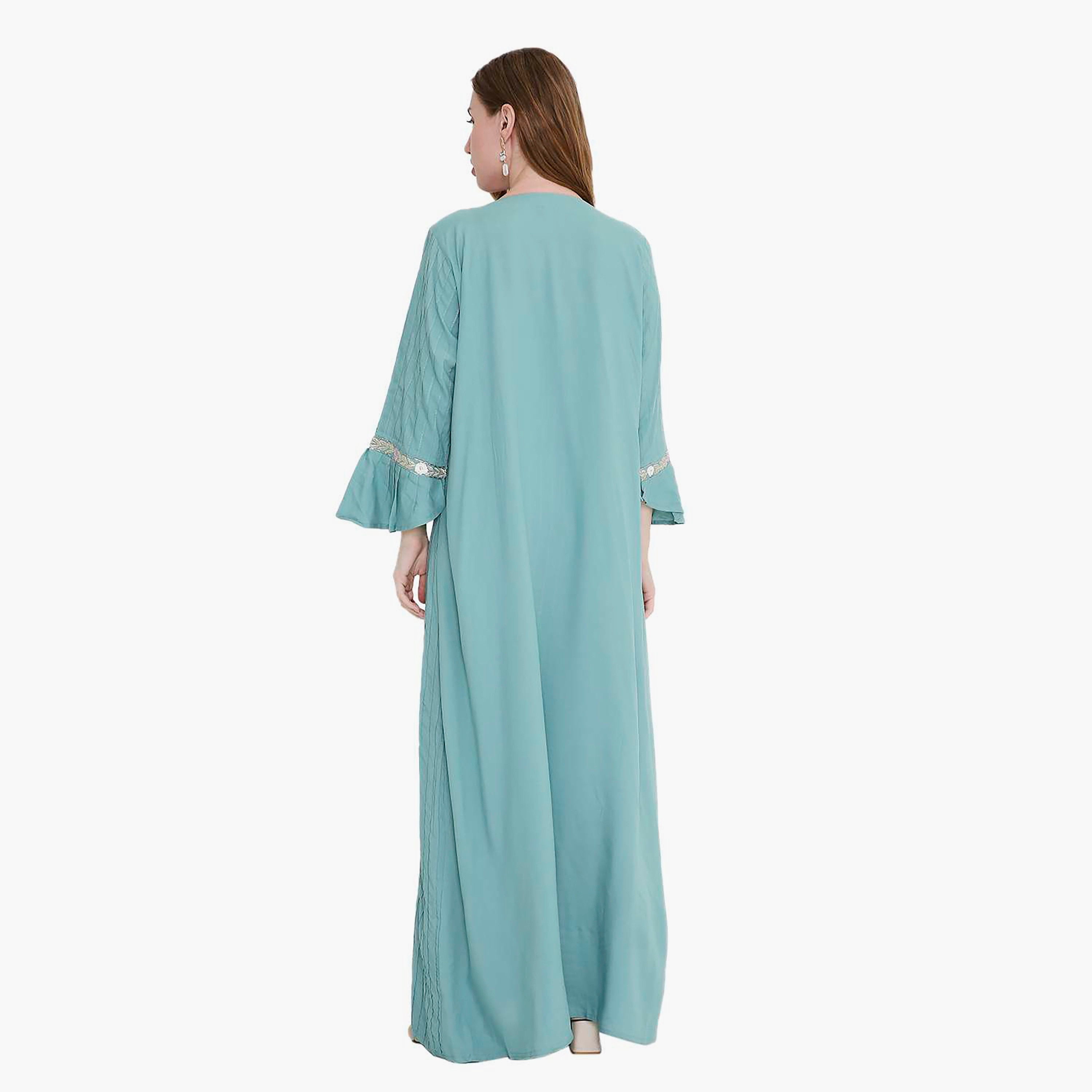 جلابية نسائية مطرزة ورقبة مربعة إغلاق بدبوس من هانا اند سارة-women-arabicclothing-jalabiyas-image-15
