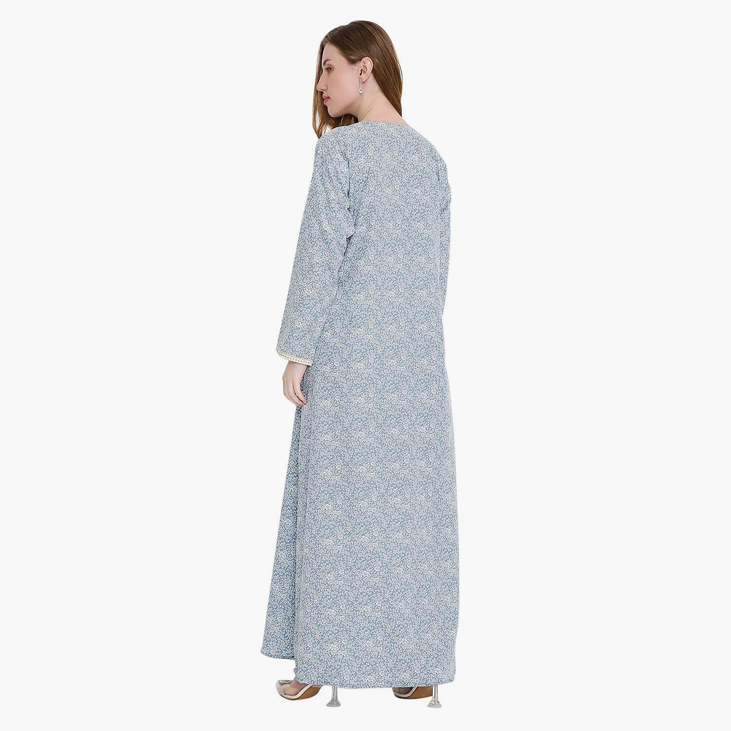 جلابية نسائية بطبعة زهور ومطرزة من هانا اند سارة-women-arabicclothing-jalabiyas-image-15