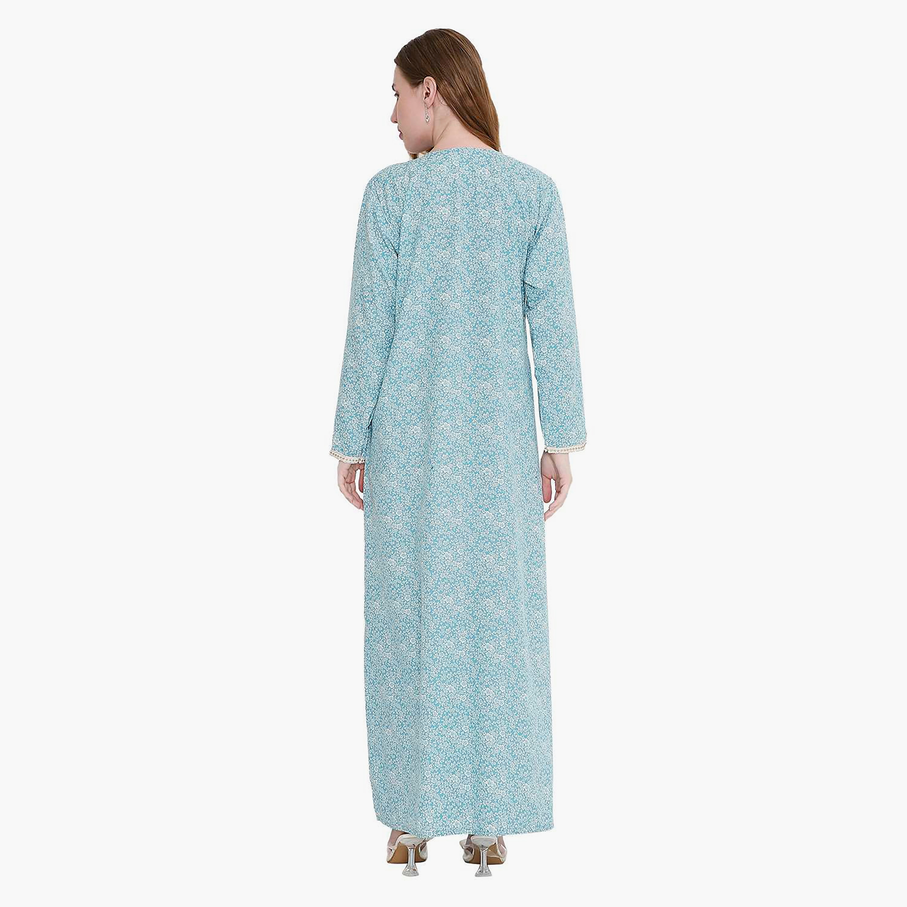 جلابية نسائية بطبعة زهور ومطرزة من هانا اند سارة-women-arabicclothing-jalabiyas-image-10