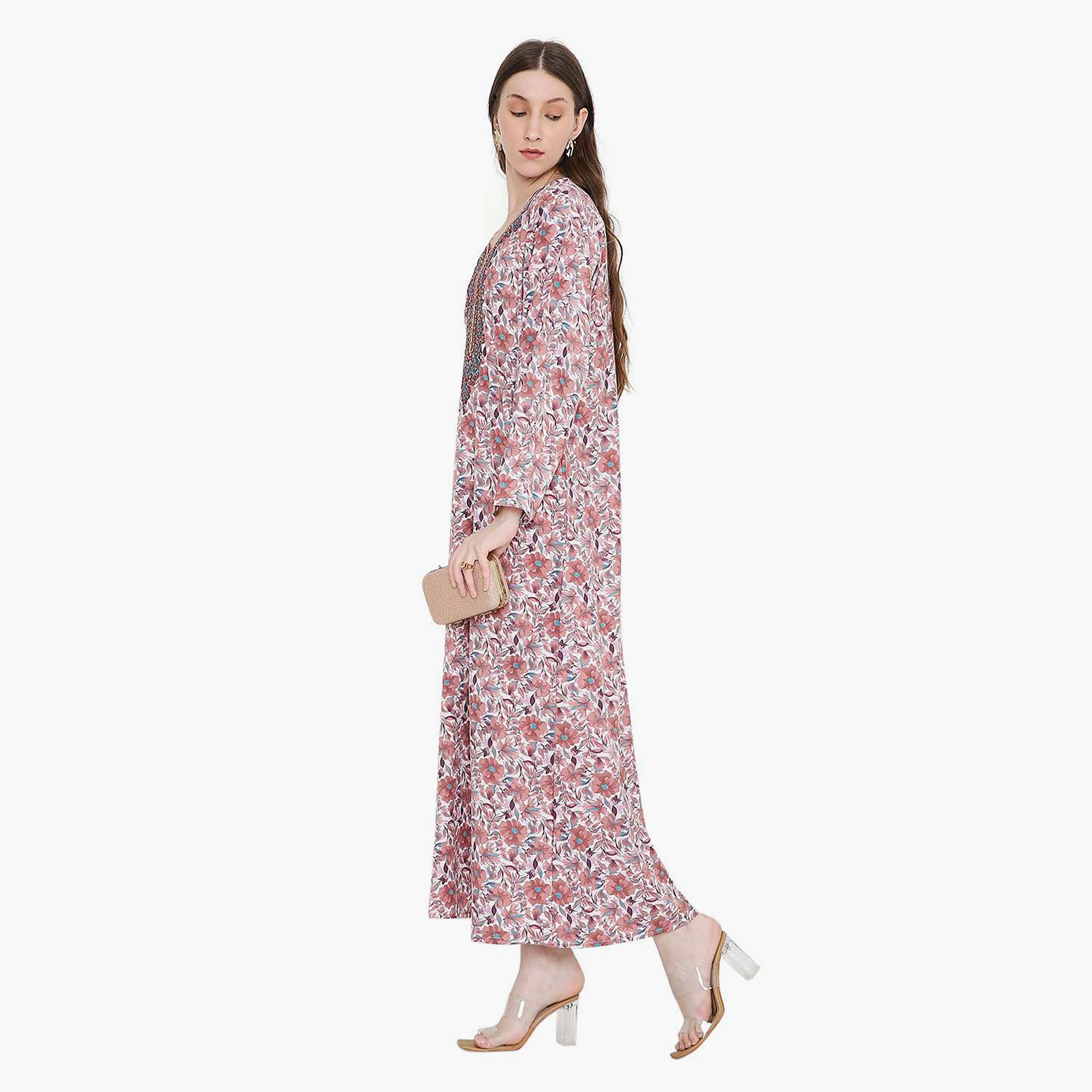 جلابية نسائية مطرزة و بطبعة زهور من هانا أند سارة-women-arabicclothing-jalabiyas-image-13