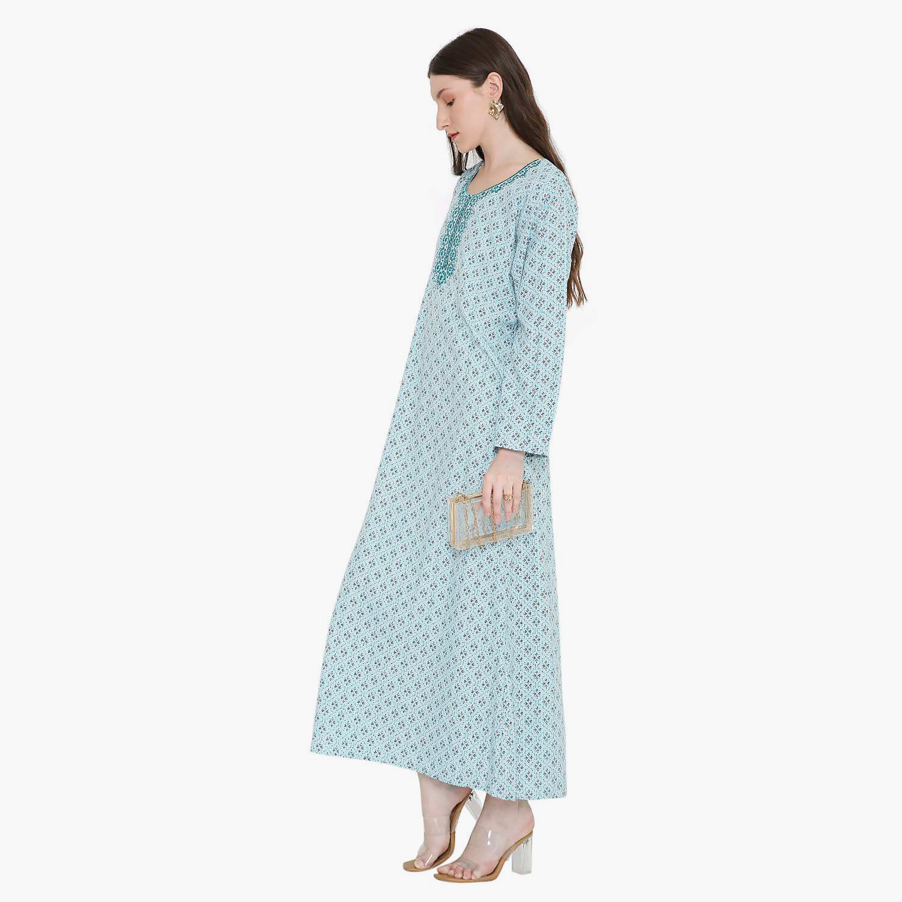 HanaandSara Geometric and Embroidered Women's Jalabiya-women-arabicclothing-jalabiyas-image-3