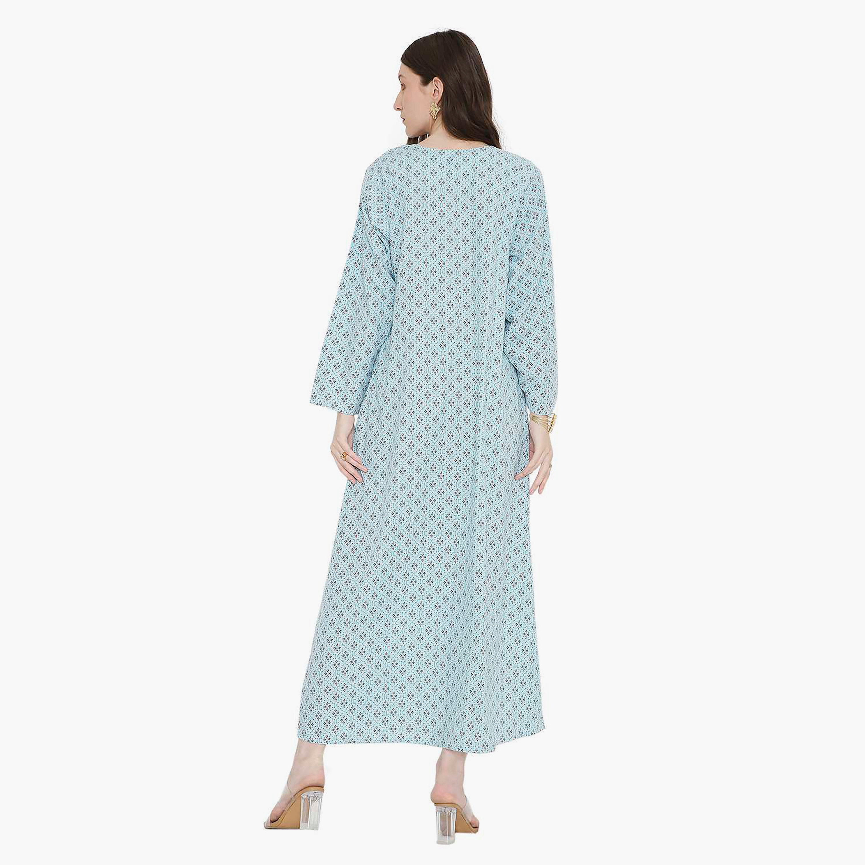 HanaandSara Geometric and Embroidered Women's Jalabiya-women-arabicclothing-jalabiyas-image-5