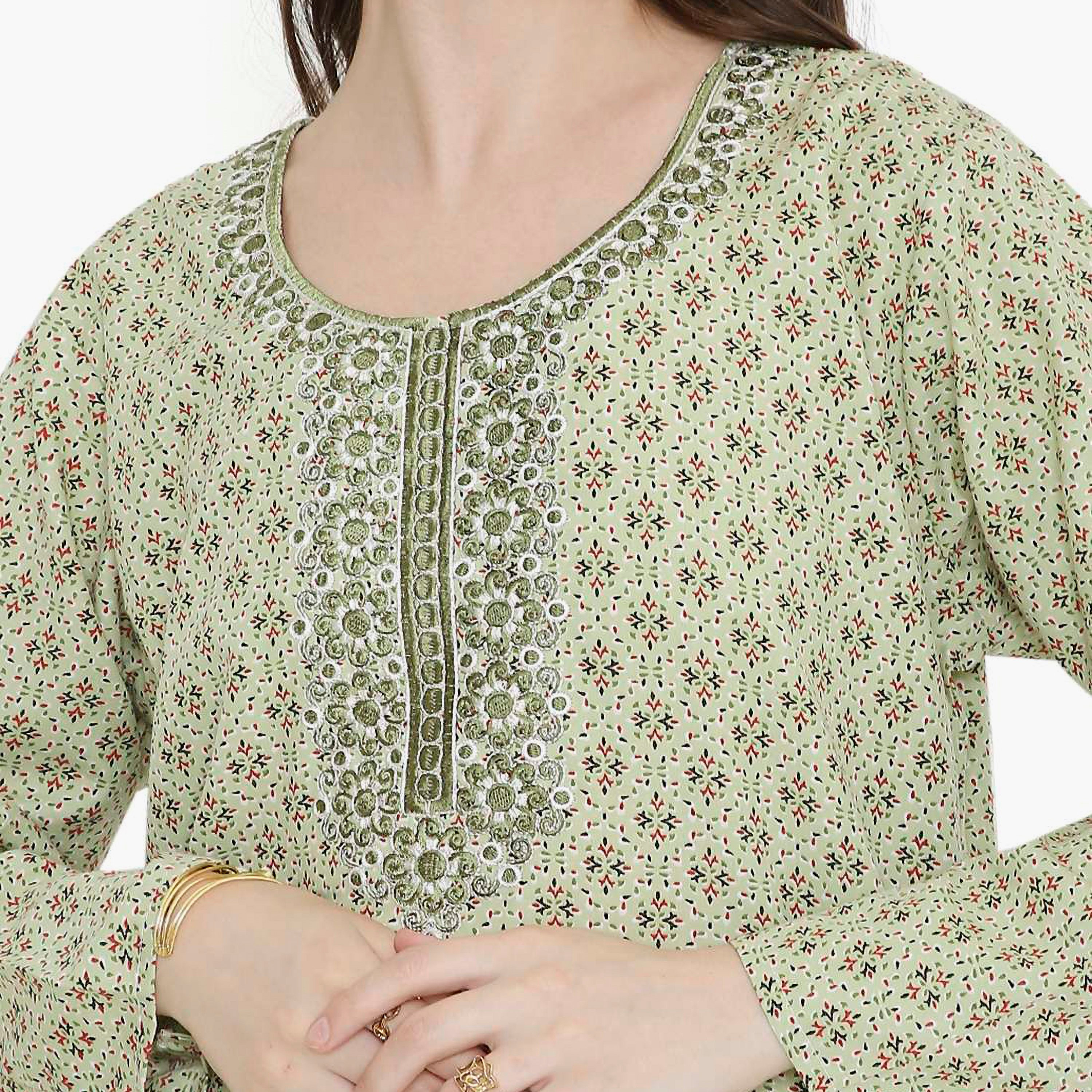جلابية نسائية مطرزة و بنقشة هندسية من هانا أند سارة-women-arabicclothing-jalabiyas-image-7