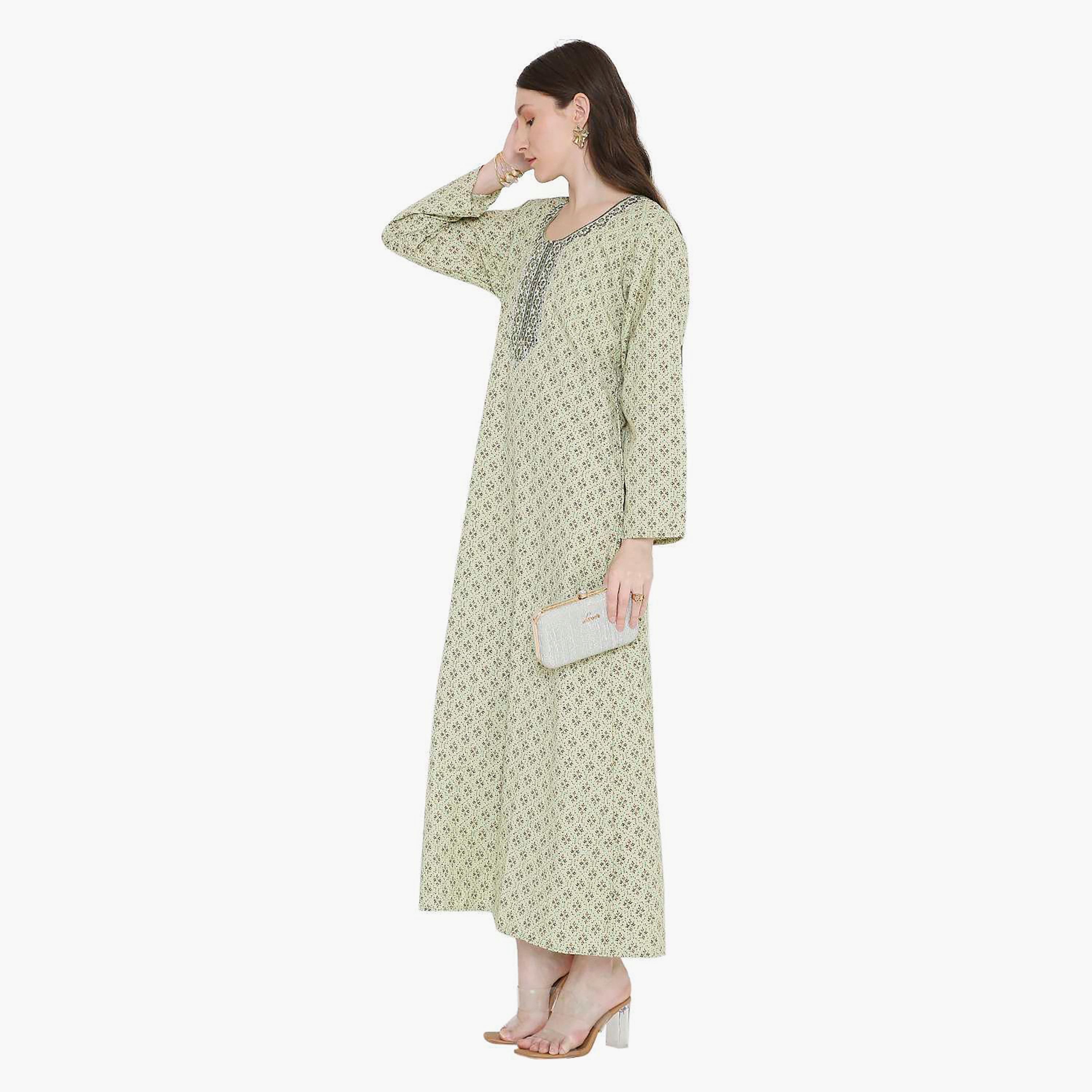 جلابية نسائية مطرزة و بنقشة هندسية من هانا أند سارة-women-arabicclothing-jalabiyas-image-8
