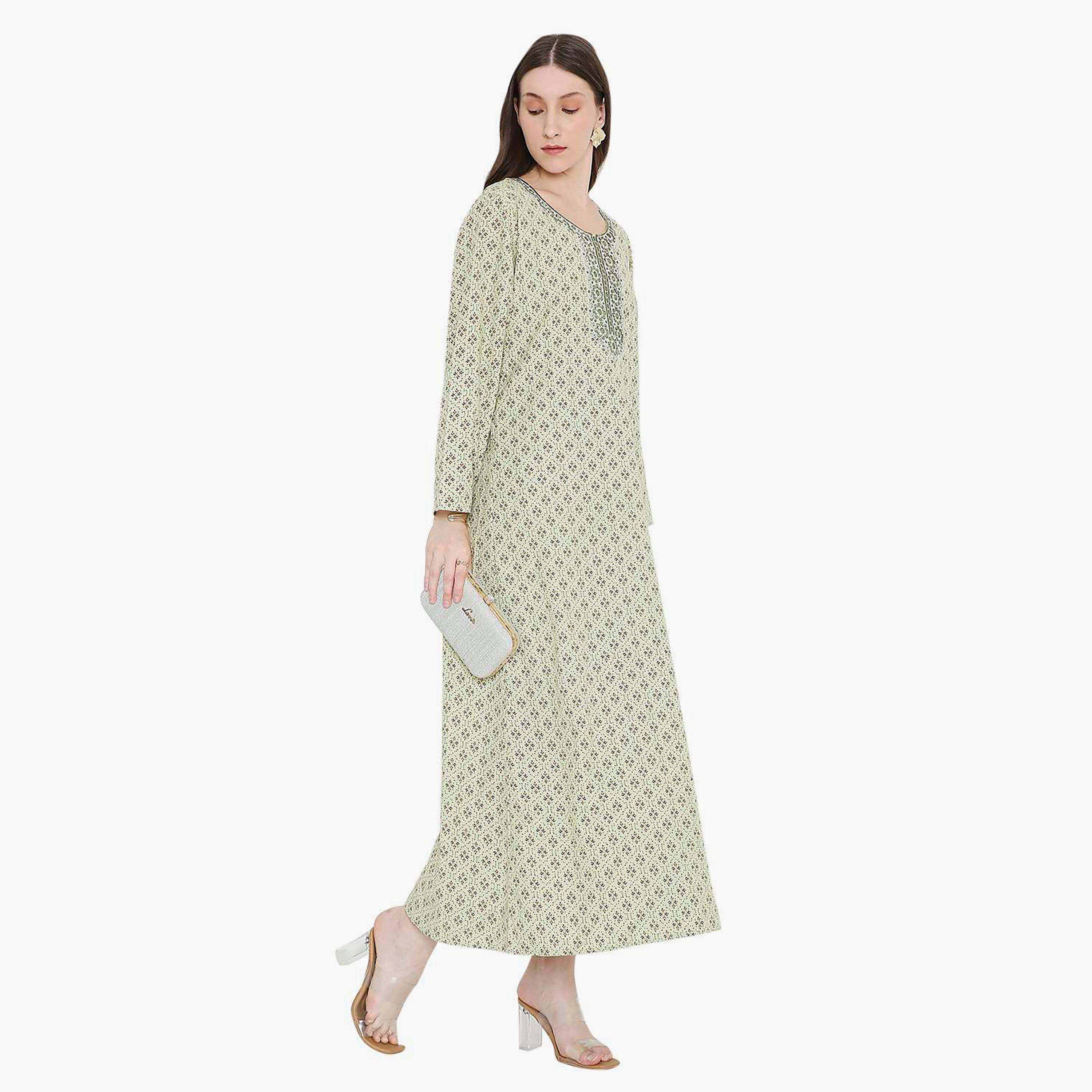 جلابية نسائية مطرزة و بنقشة هندسية من هانا أند سارة-women-arabicclothing-jalabiyas-image-9