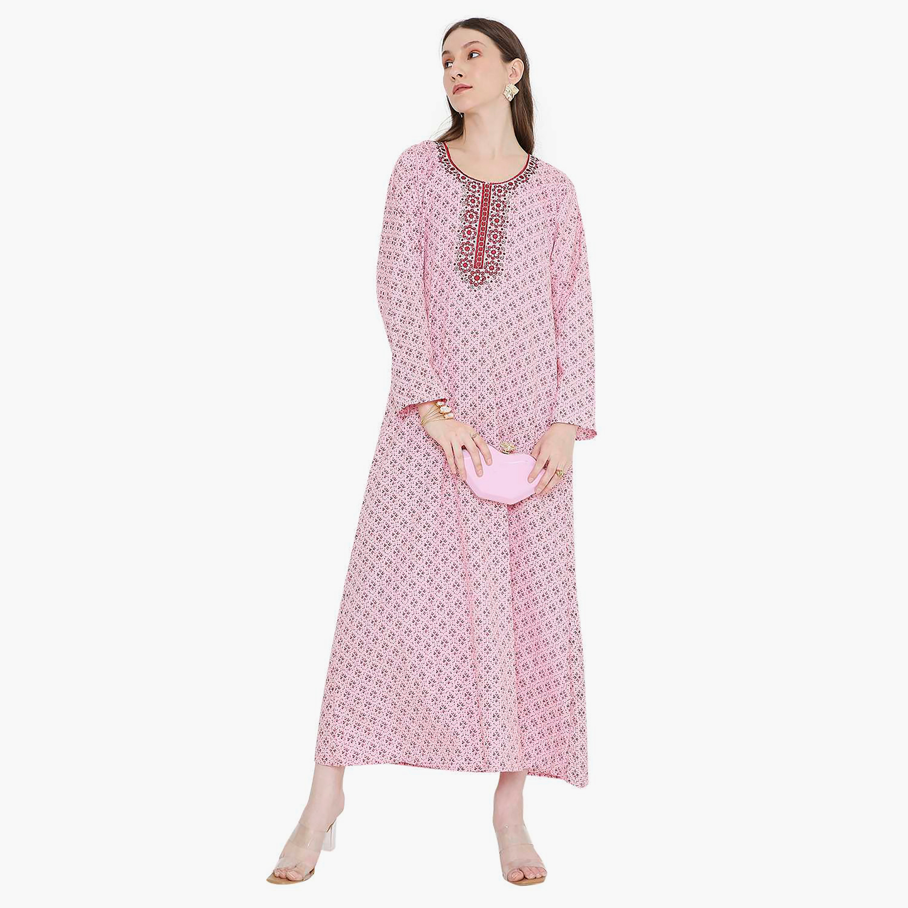 جلابية نسائية مطرزة و بنقشة هندسية من هانا أند سارة-women-arabicclothing-jalabiyas-image-11