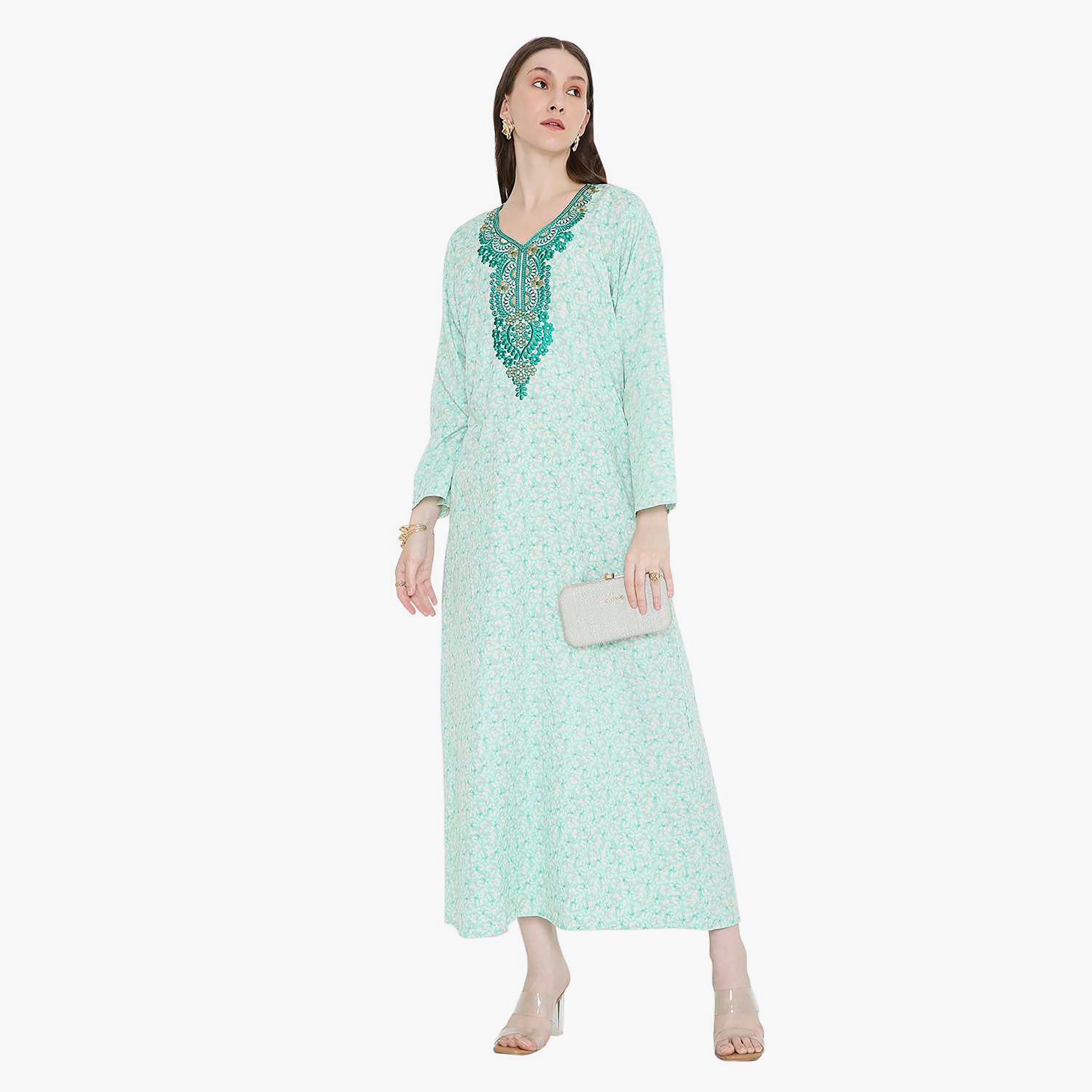 جلابية نسائية مطرزة و بنقشة زهور من هانا أند سارة-women-arabicclothing-jalabiyas-image-6