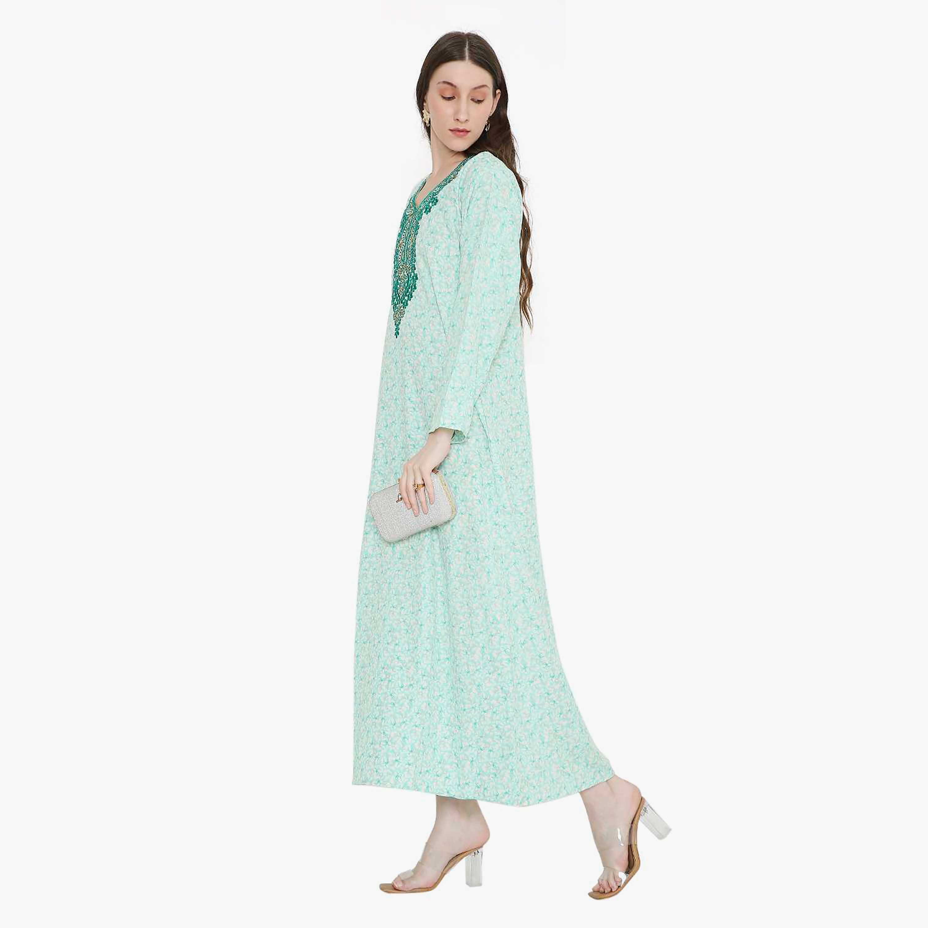 جلابية نسائية مطرزة و بنقشة زهور من هانا أند سارة-women-arabicclothing-jalabiyas-image-8