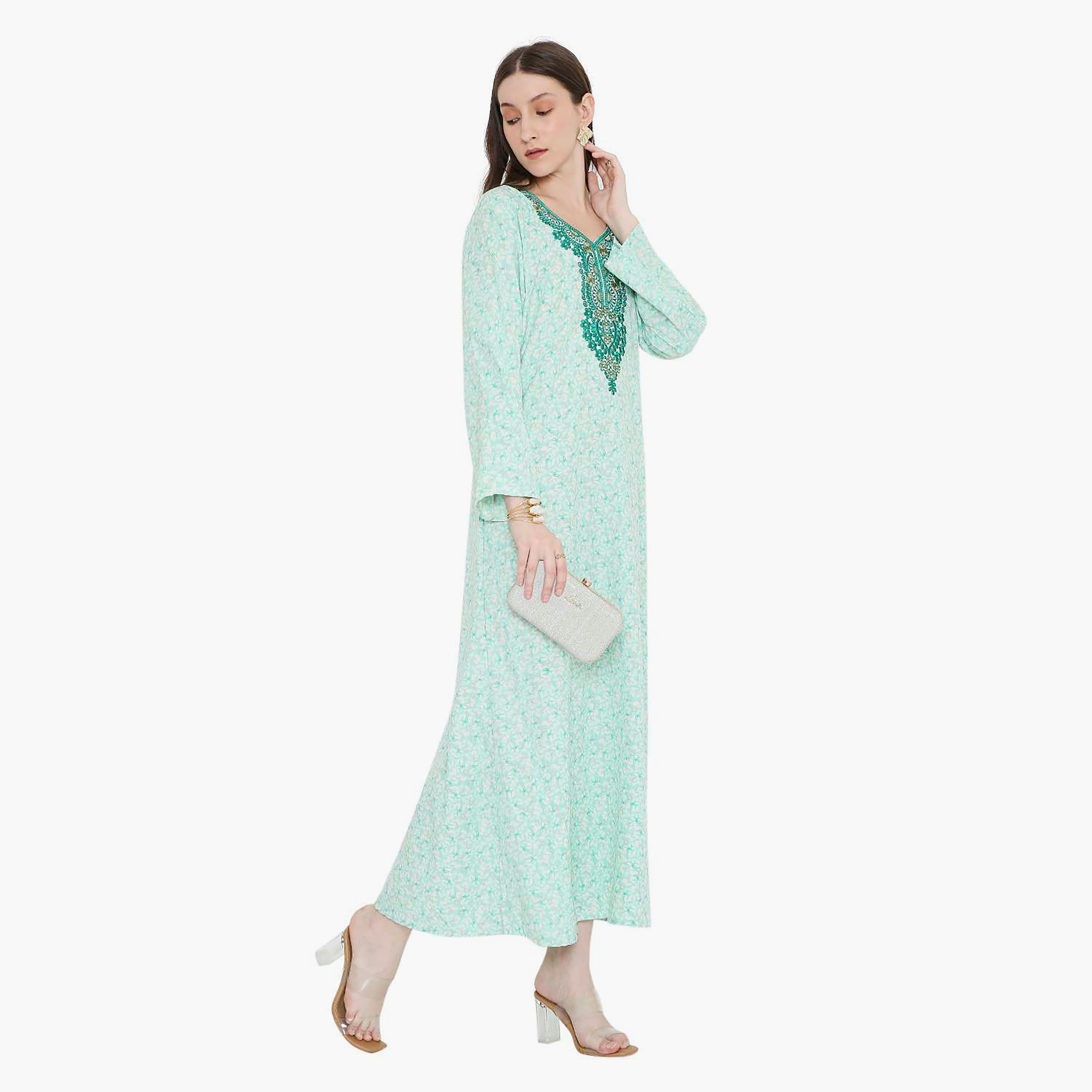 جلابية نسائية مطرزة و بنقشة زهور من هانا أند سارة-women-arabicclothing-jalabiyas-image-9