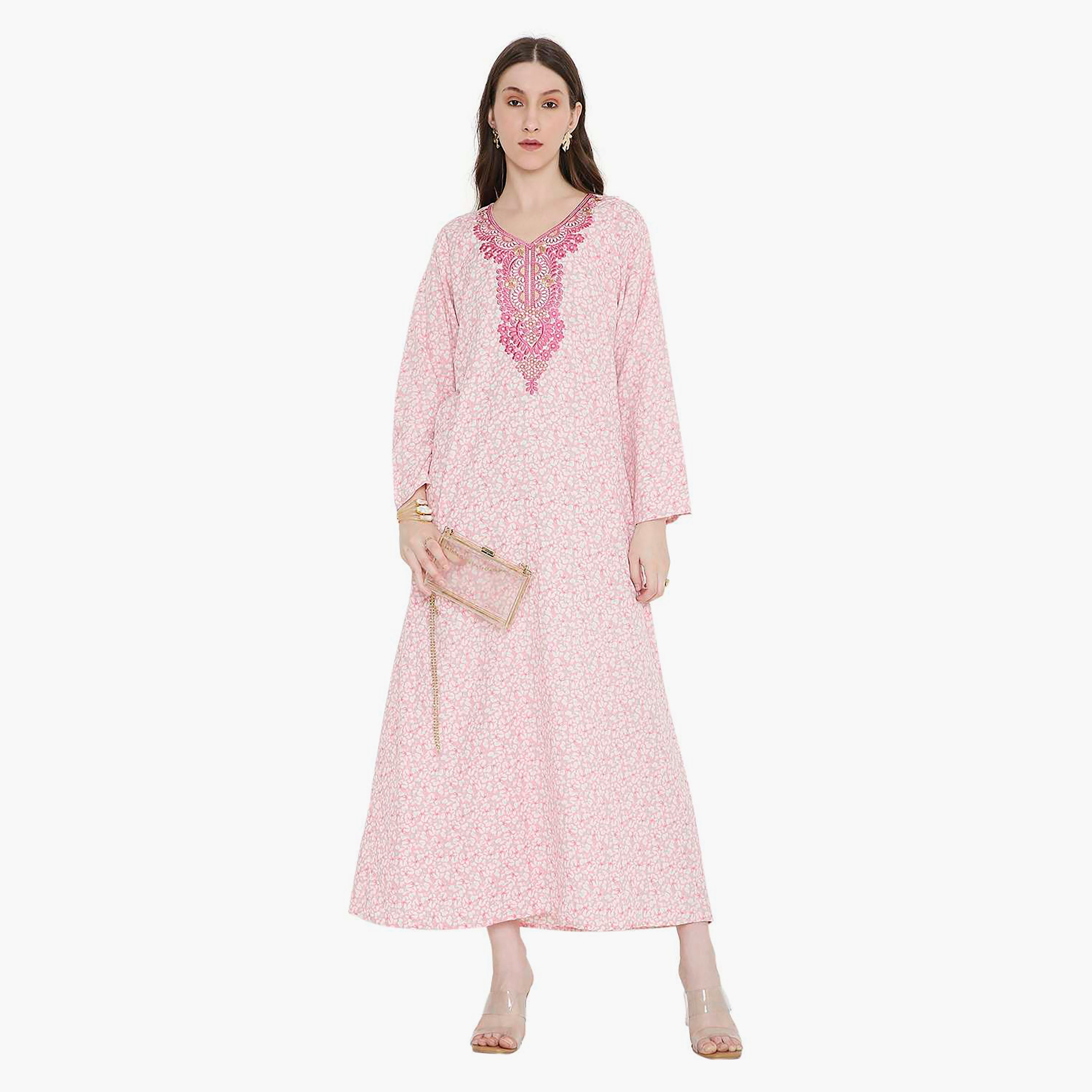 جلابية نسائية مطرزة و بنقشة زهور من هانا أند سارة-women-arabicclothing-jalabiyas-image-11
