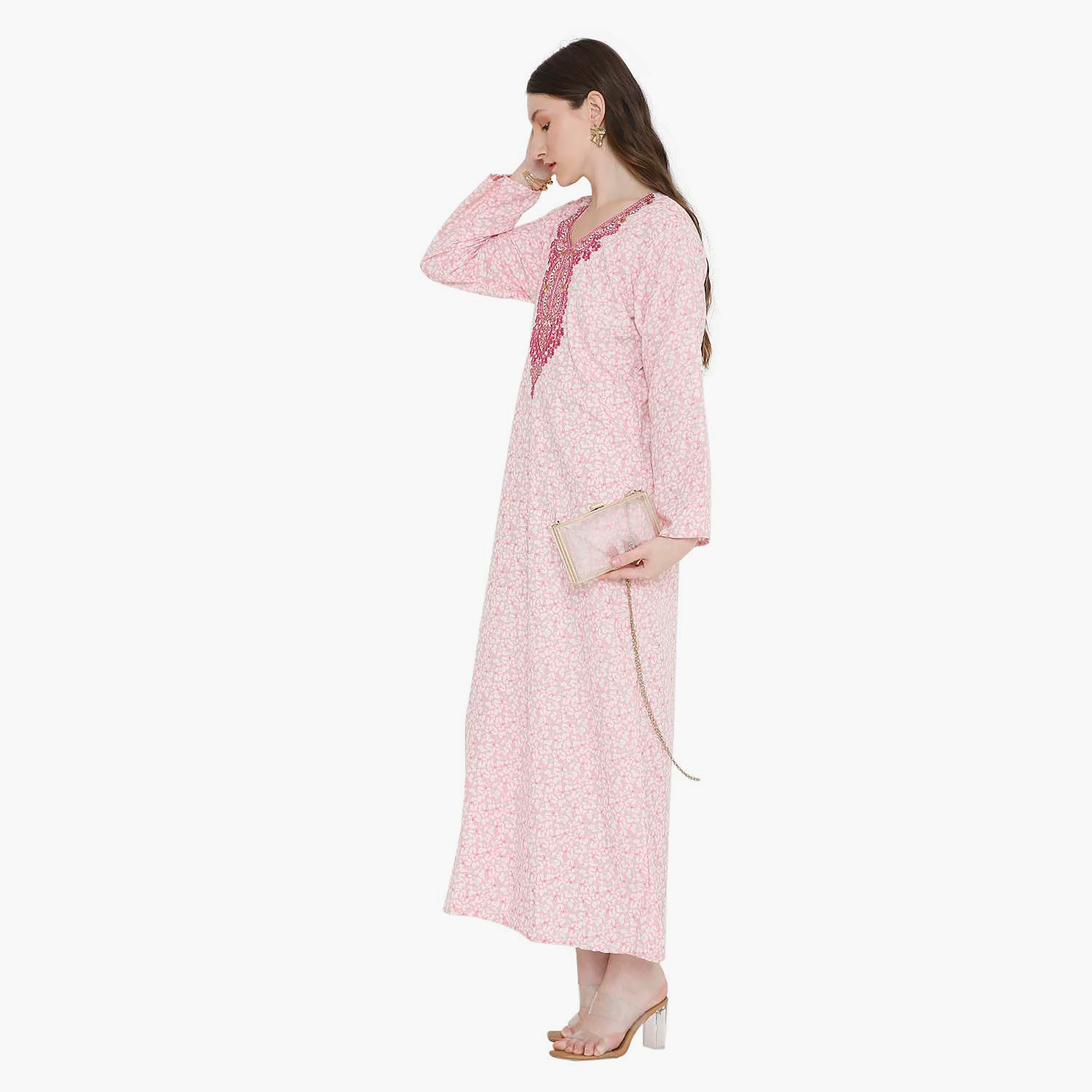 جلابية نسائية مطرزة و بنقشة زهور من هانا أند سارة-women-arabicclothing-jalabiyas-image-13
