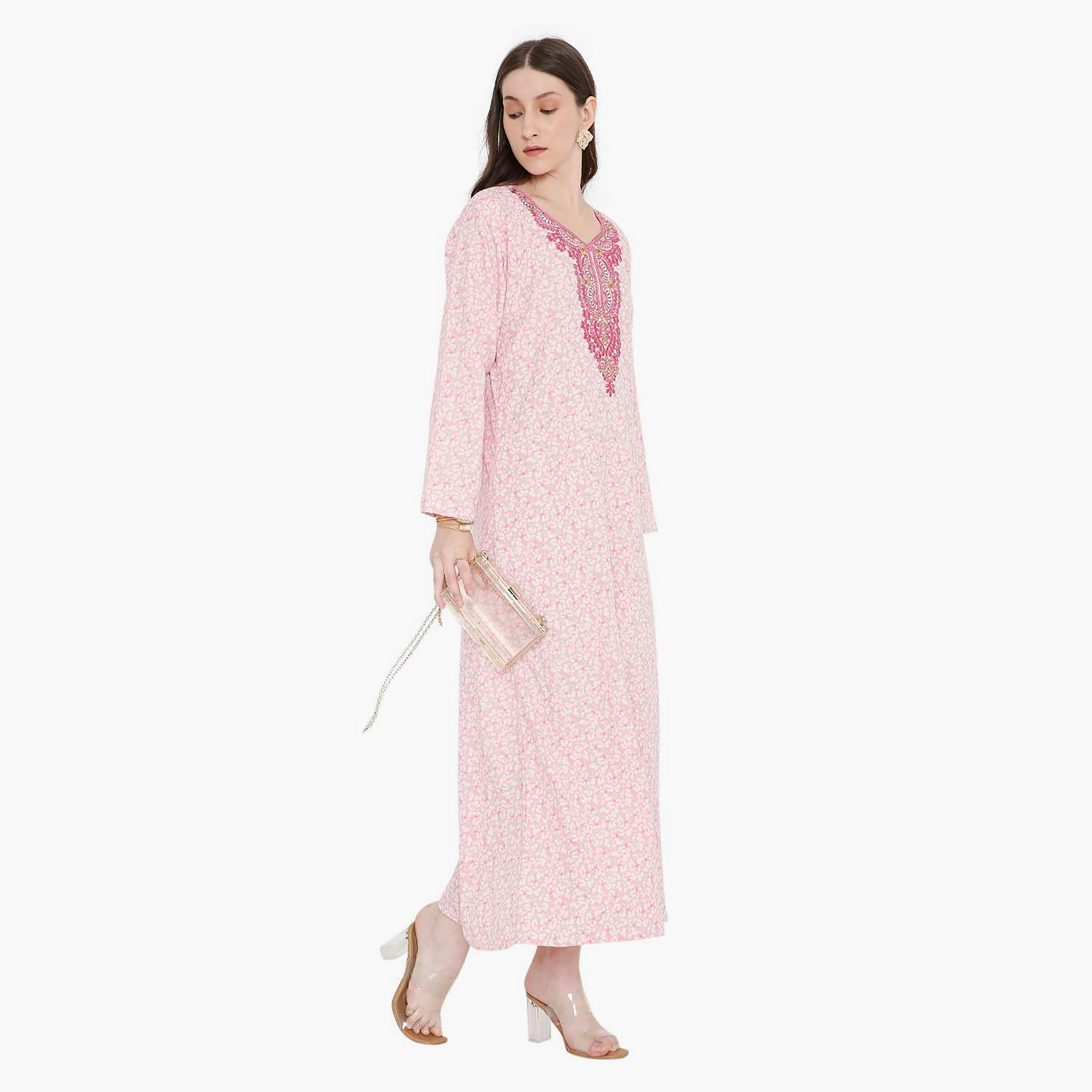 جلابية نسائية مطرزة و بنقشة زهور من هانا أند سارة-women-arabicclothing-jalabiyas-image-14