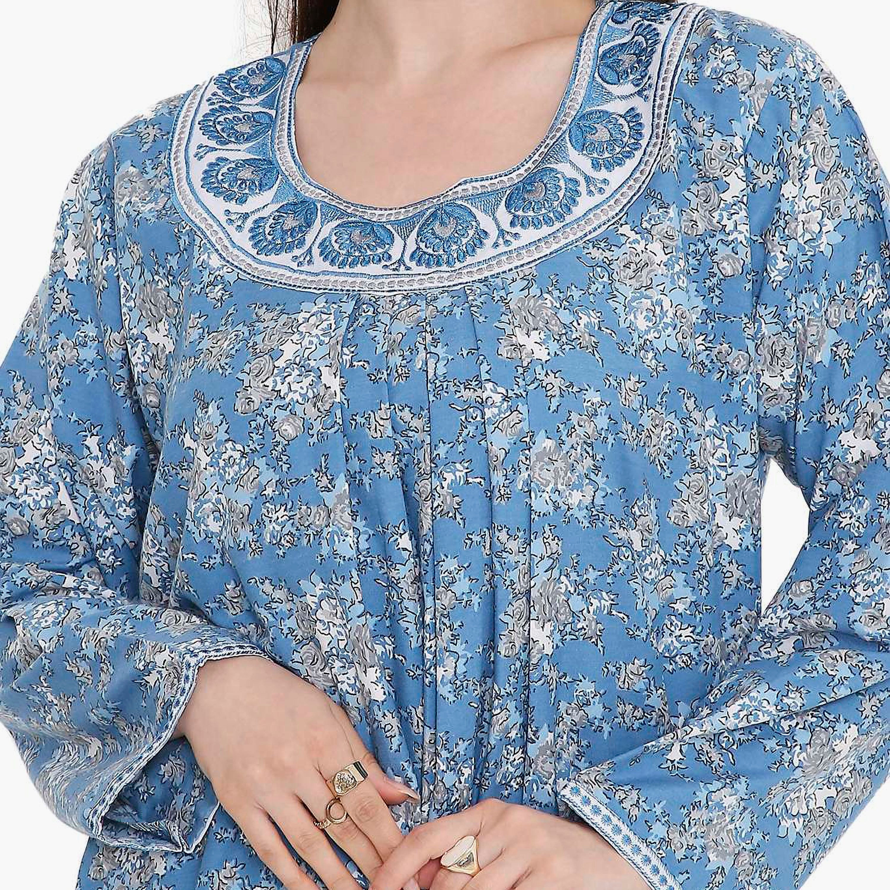 جلابية نسائية مطرزة بالورود من هانا اند سارة-women-arabicclothing-jalabiyas-image-12