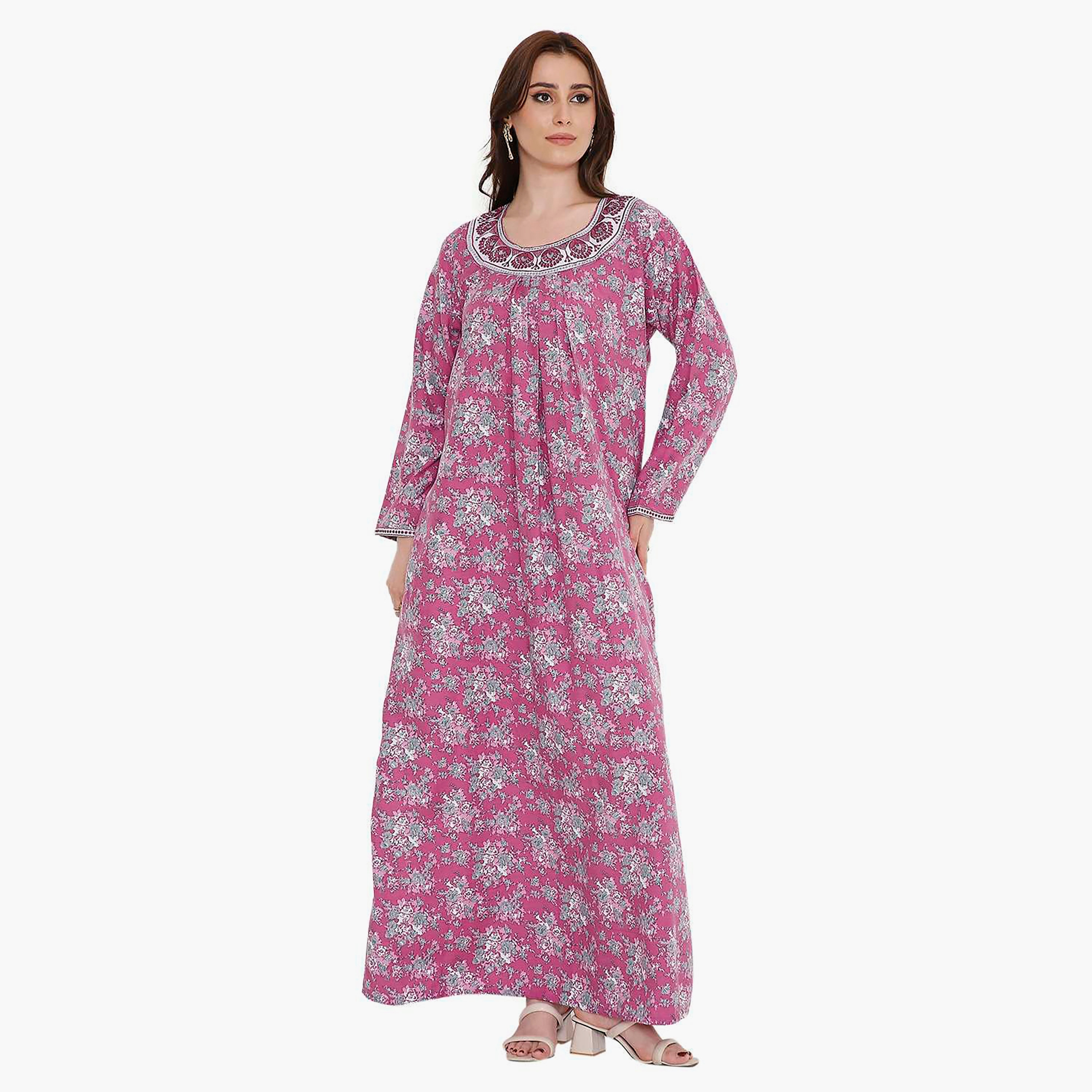 جلابية نسائية مطرزة بالورود من هانا اند سارة-women-arabicclothing-jalabiyas-image-6