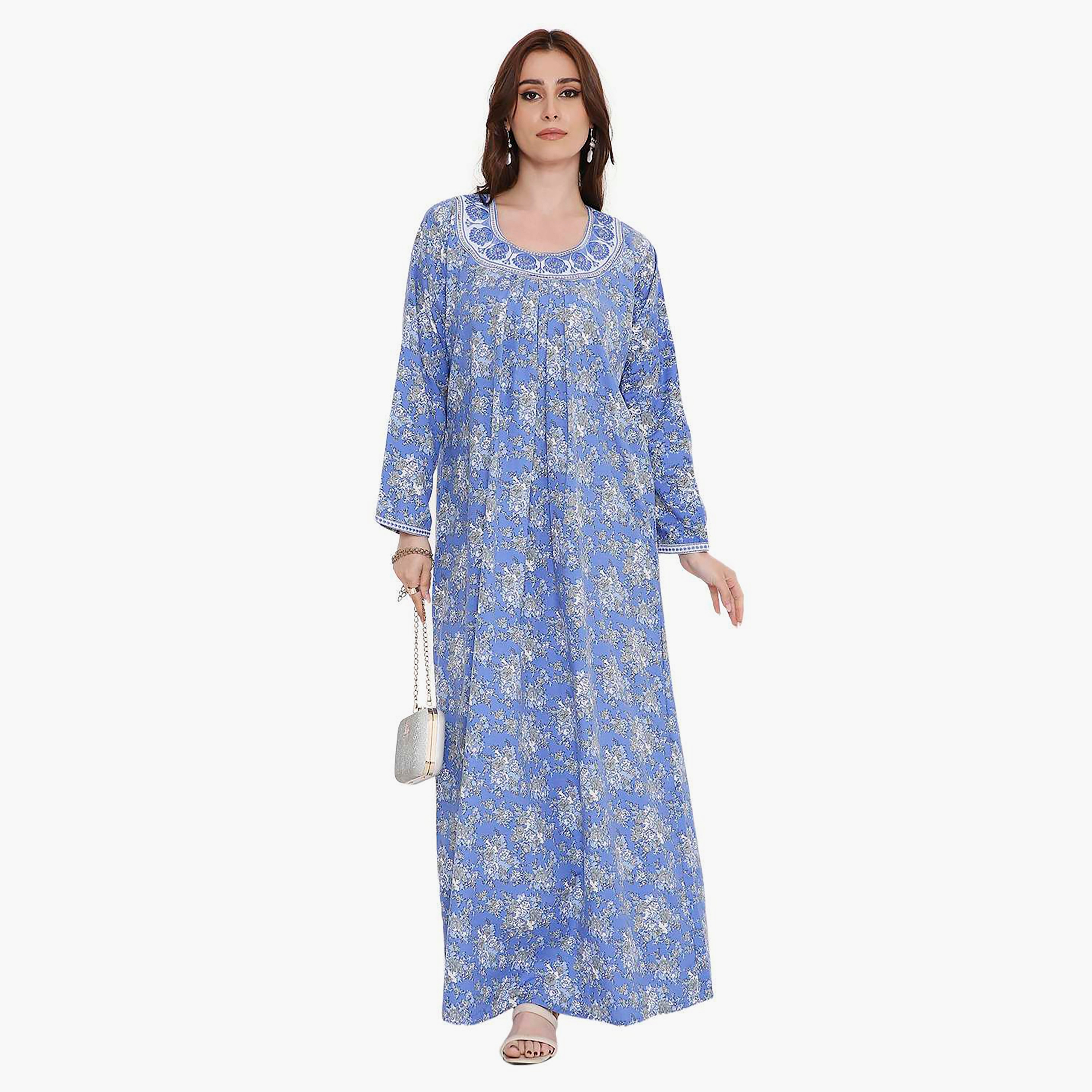 جلابية نسائية مطرزة بالورود من هانا اند سارة-women-arabicclothing-jalabiyas-image-1
