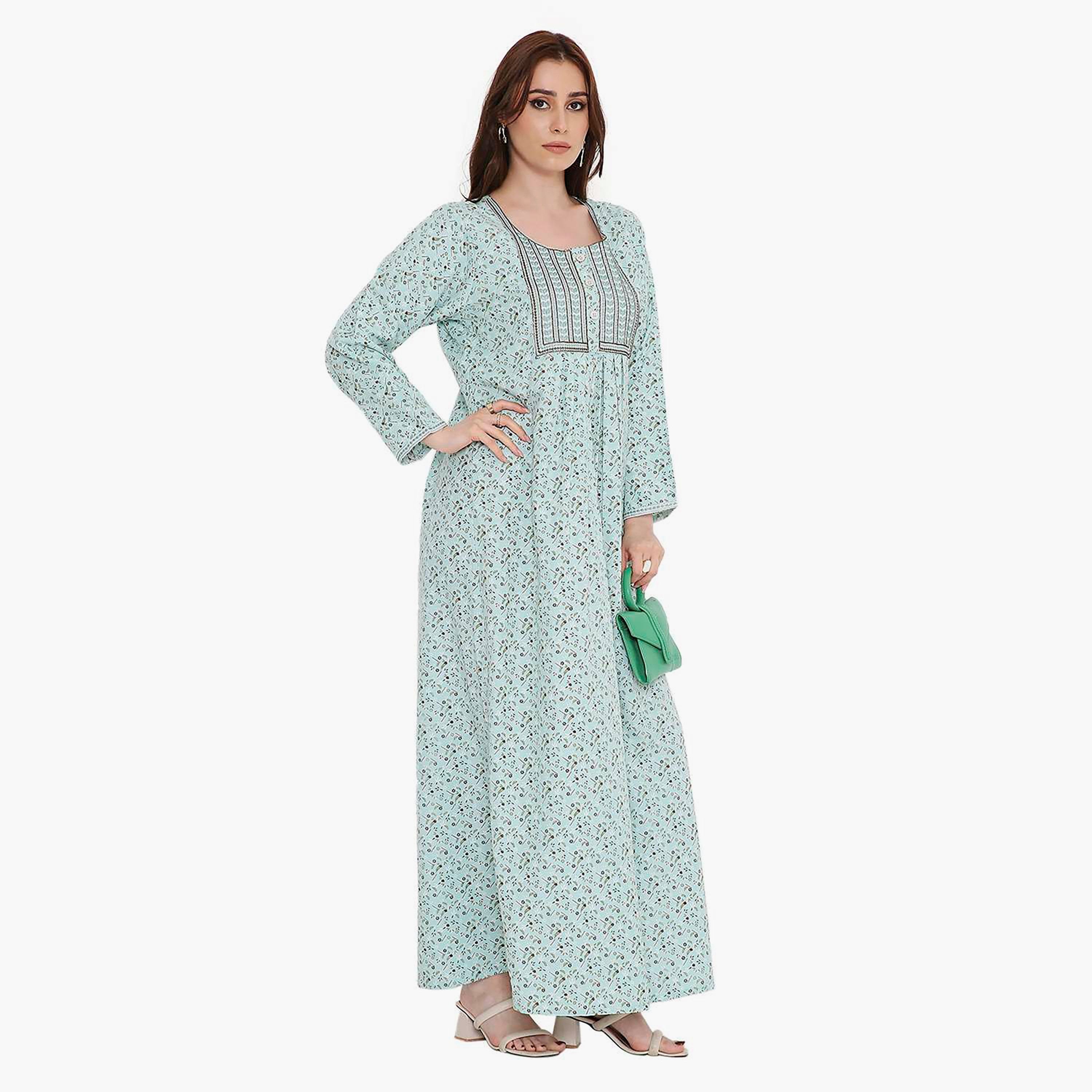 جلابية نسائية ديستي مطبوعة ومطرزة من هانا اند سارة-women-arabicclothing-jalabiyas-image-4