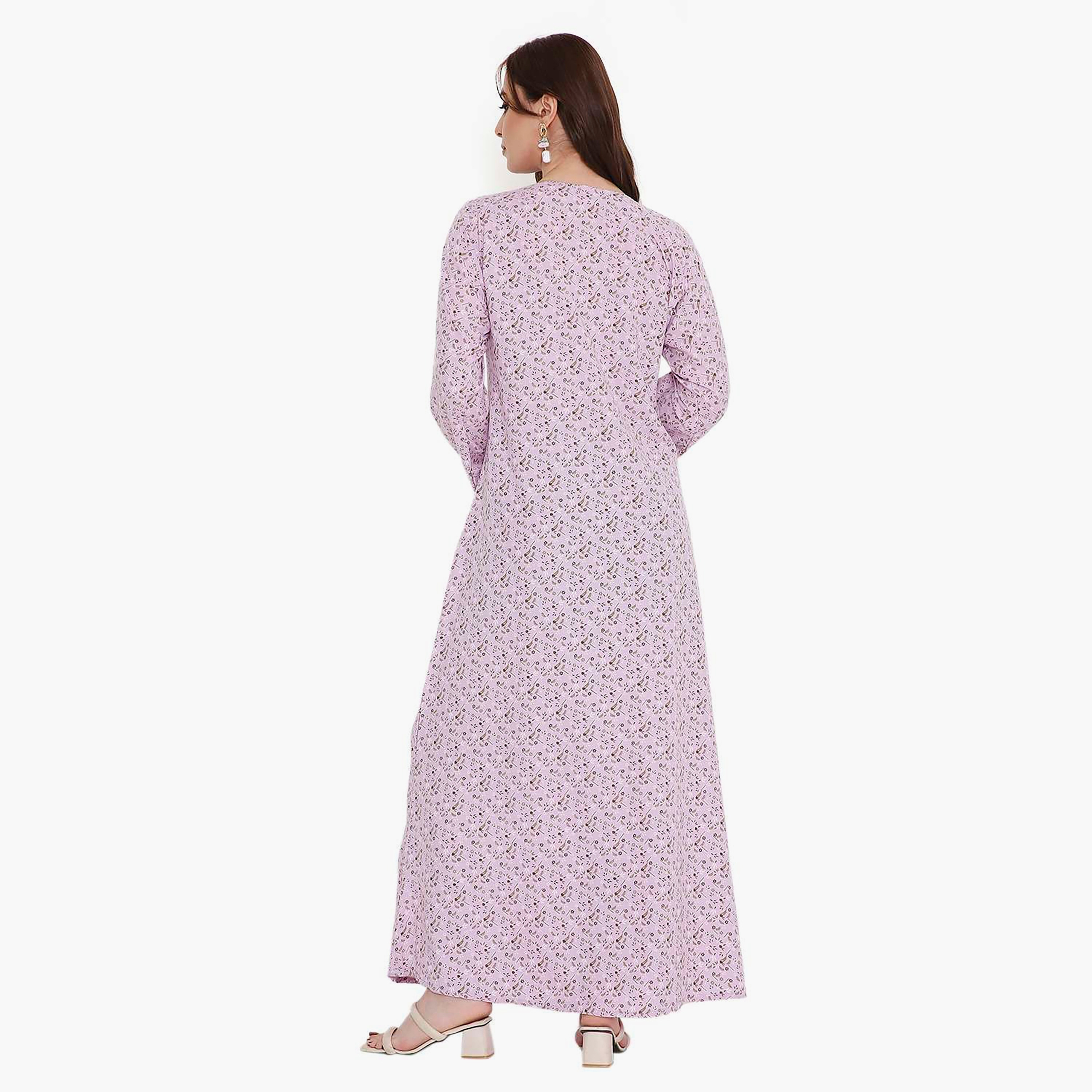 HanaandSara Ditsy Print and Embroidered Yoke Women's Jalabiya-women-arabicclothing-jalabiyas-image-10