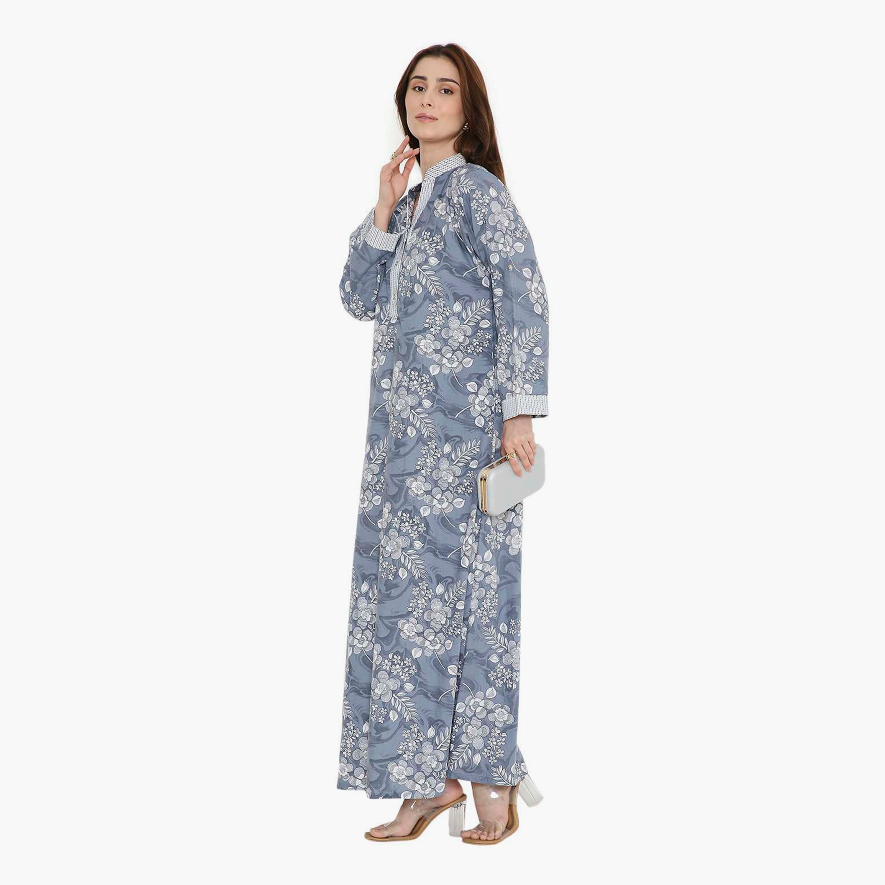 جلابية نسائية بطبعة زهور وياقة صينية من هنا أند سارة-women-arabicclothing-jalabiyas-image-14