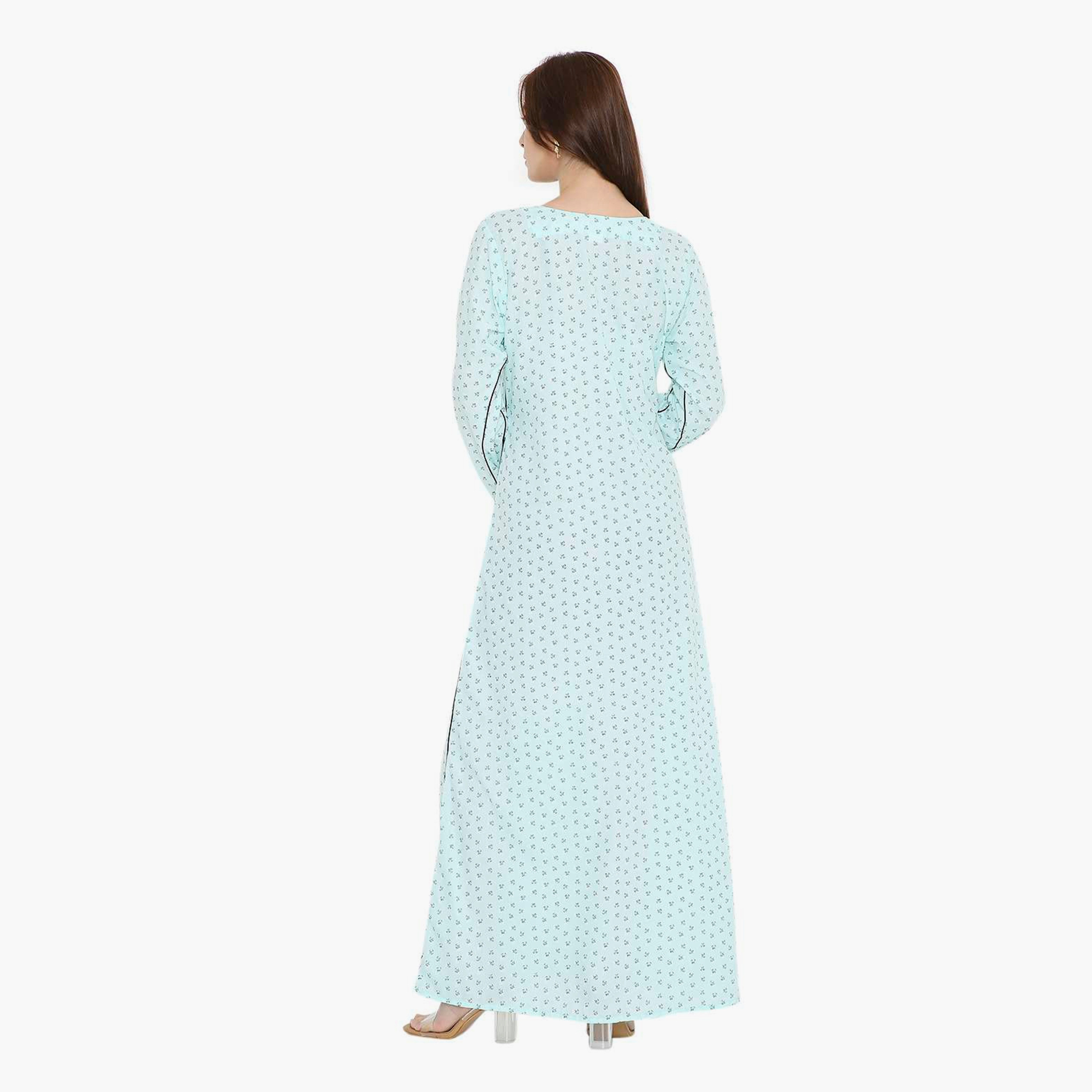HanaandSara Ditsy Floral Print with Piping Women's Jalabiya-women-arabicclothing-jalabiyas-image-5