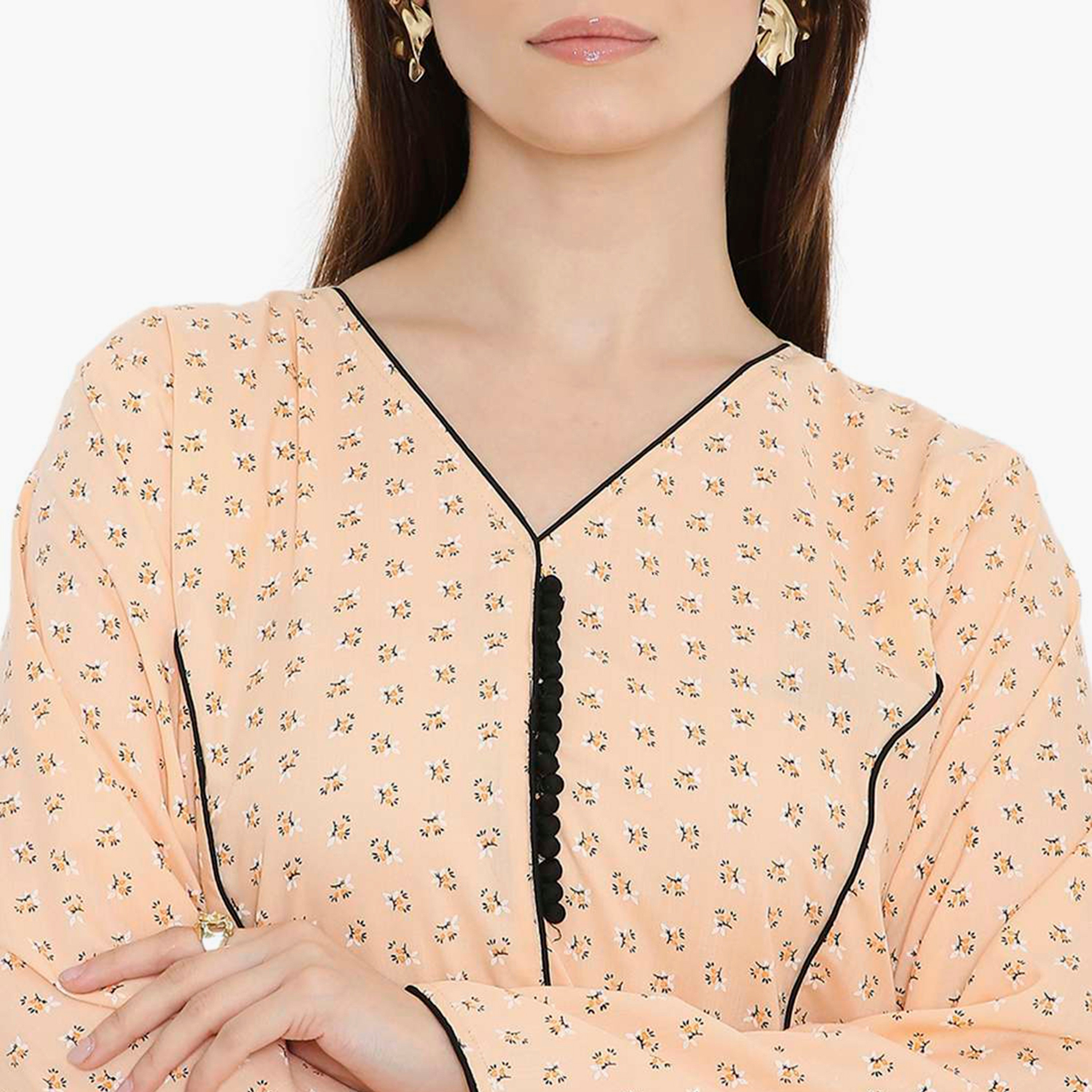 HanaandSara Ditsy Floral Print with Piping Women's Jalabiya-women-arabicclothing-jalabiyas-image-12