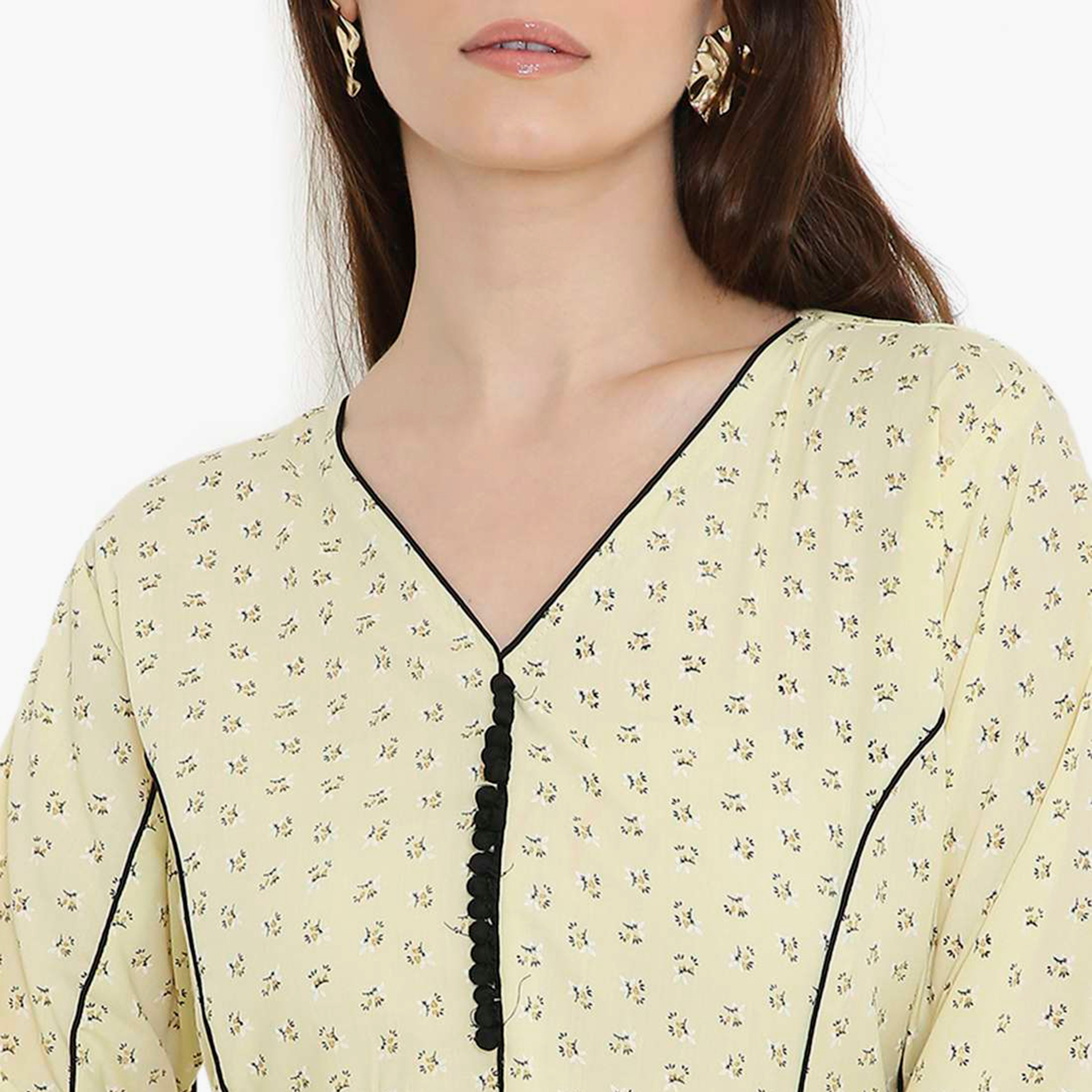 HanaandSara Ditsy Floral Print with Piping Women's Jalabiya-women-arabicclothing-jalabiyas-image-7