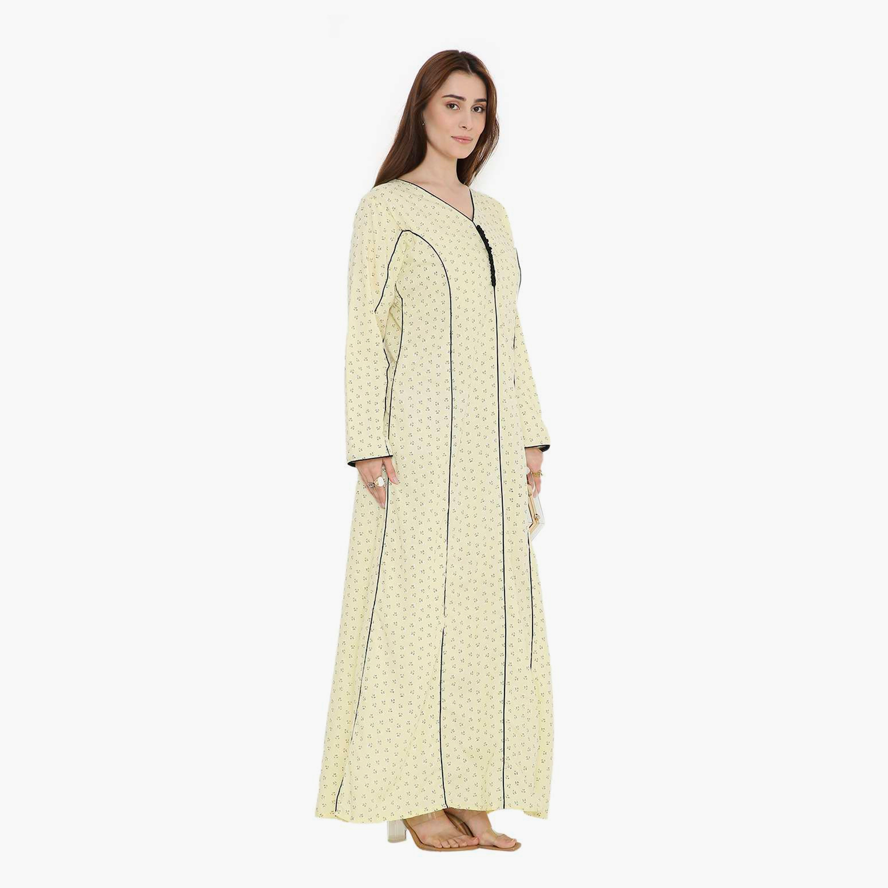 HanaandSara Ditsy Floral Print with Piping Women's Jalabiya-women-arabicclothing-jalabiyas-image-8