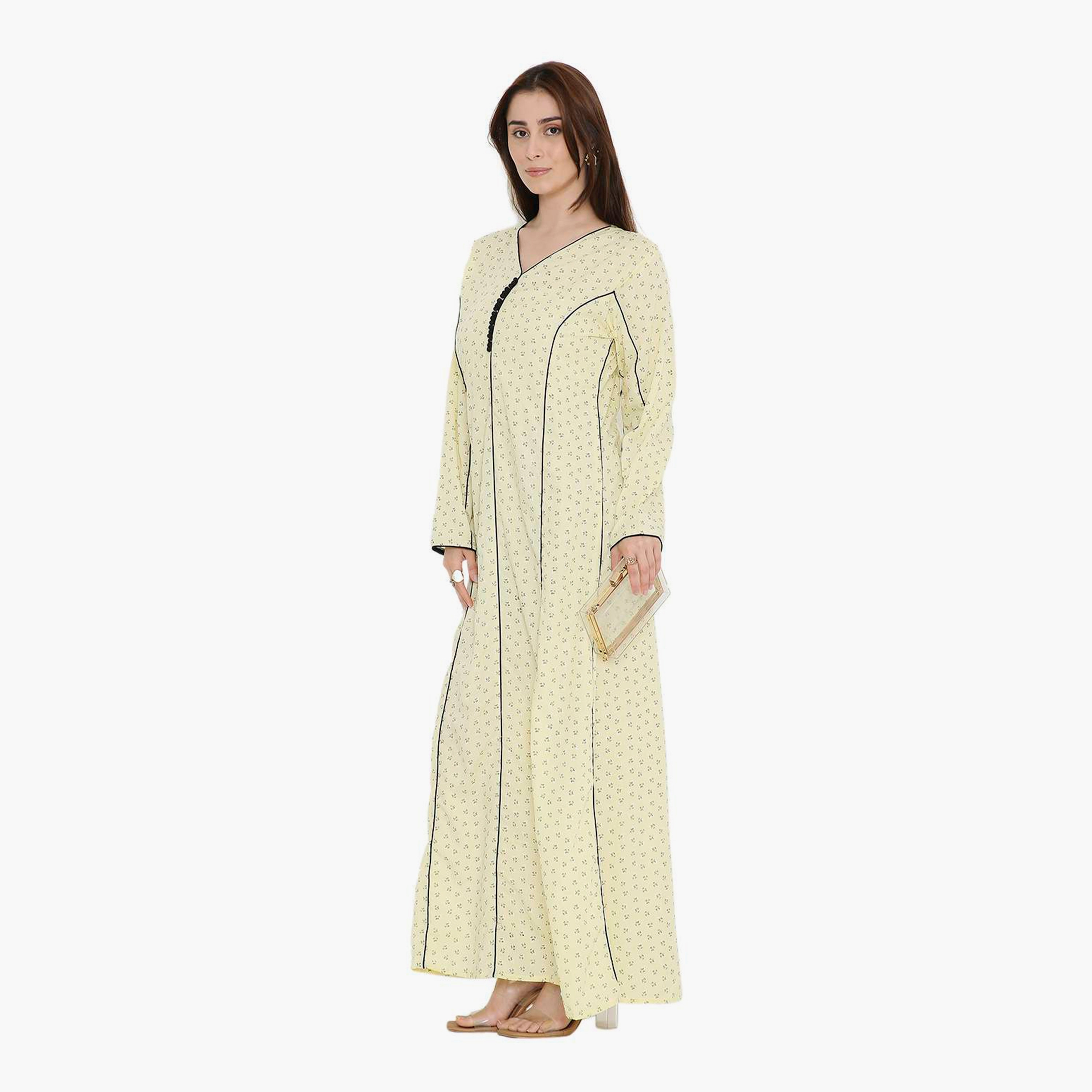 HanaandSara Ditsy Floral Print with Piping Women's Jalabiya-women-arabicclothing-jalabiyas-image-9