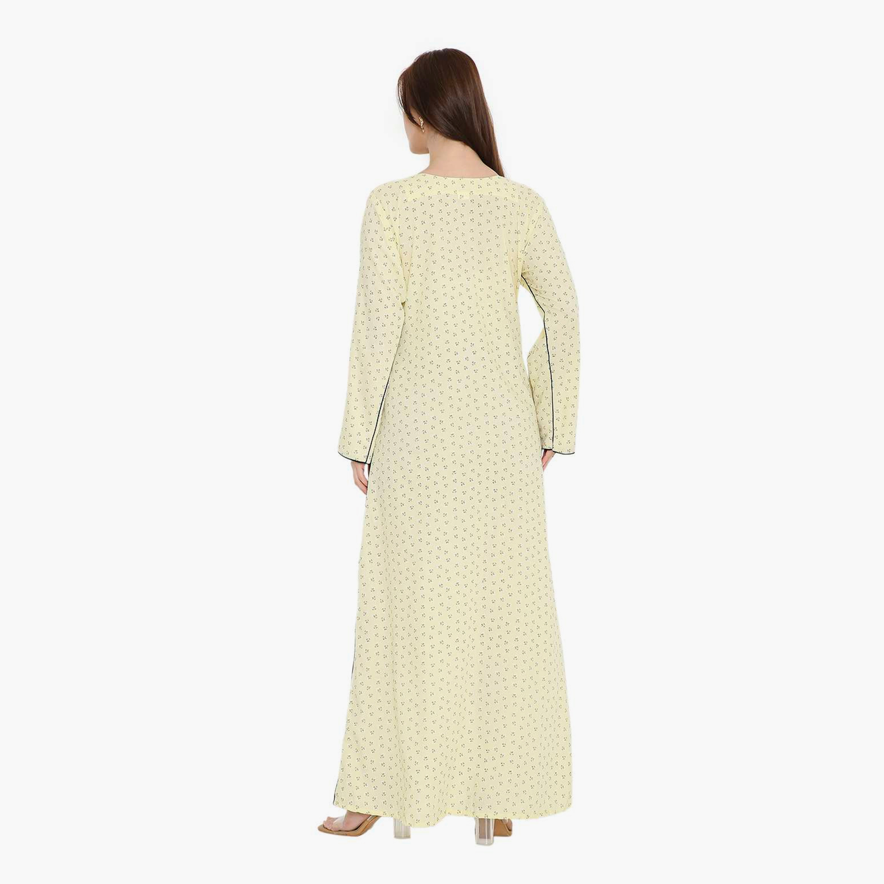 HanaandSara Ditsy Floral Print with Piping Women's Jalabiya-women-arabicclothing-jalabiyas-image-10