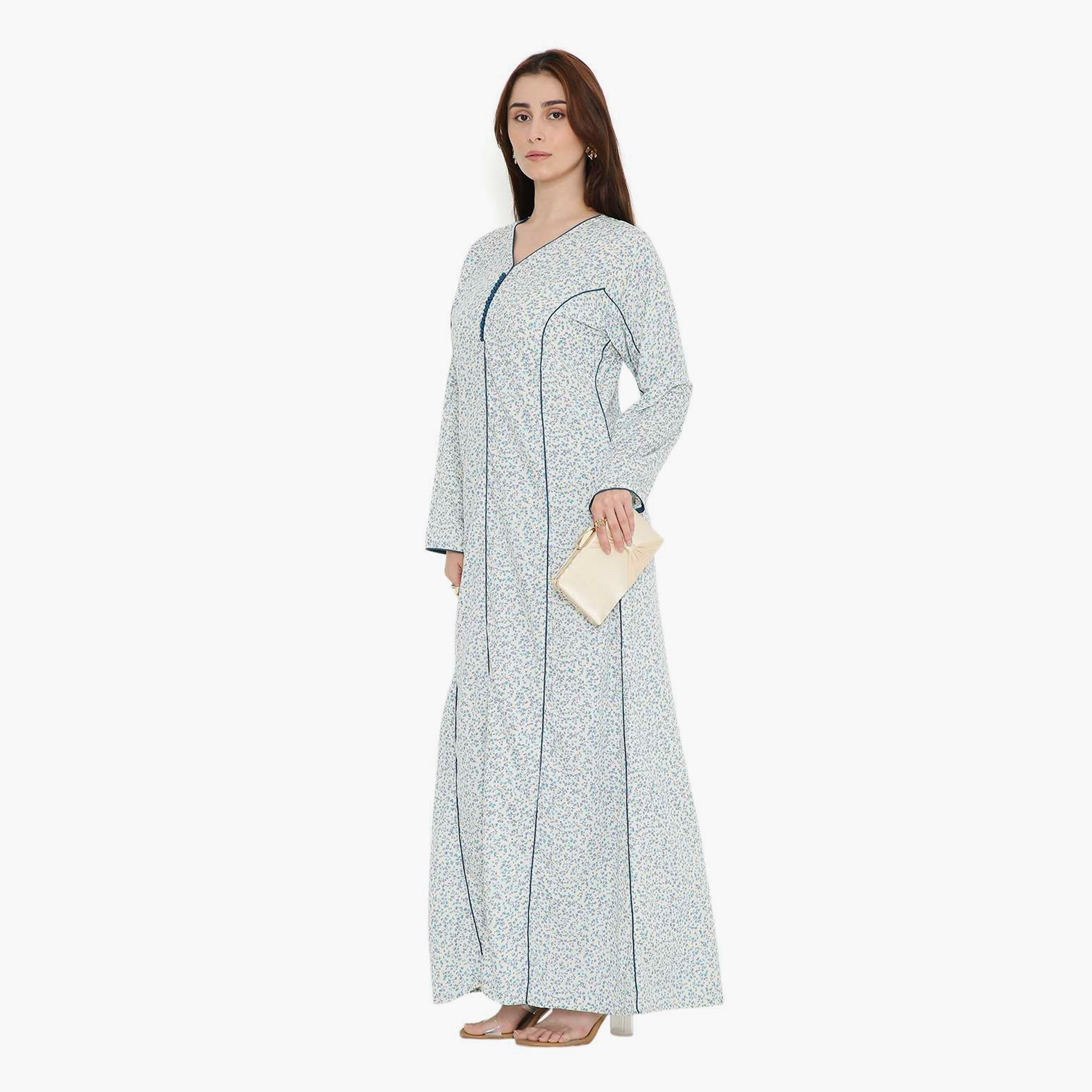 HanaandSara Scattered Floral Print Women's Jalabiya-women-arabicclothing-jalabiyas-image-4