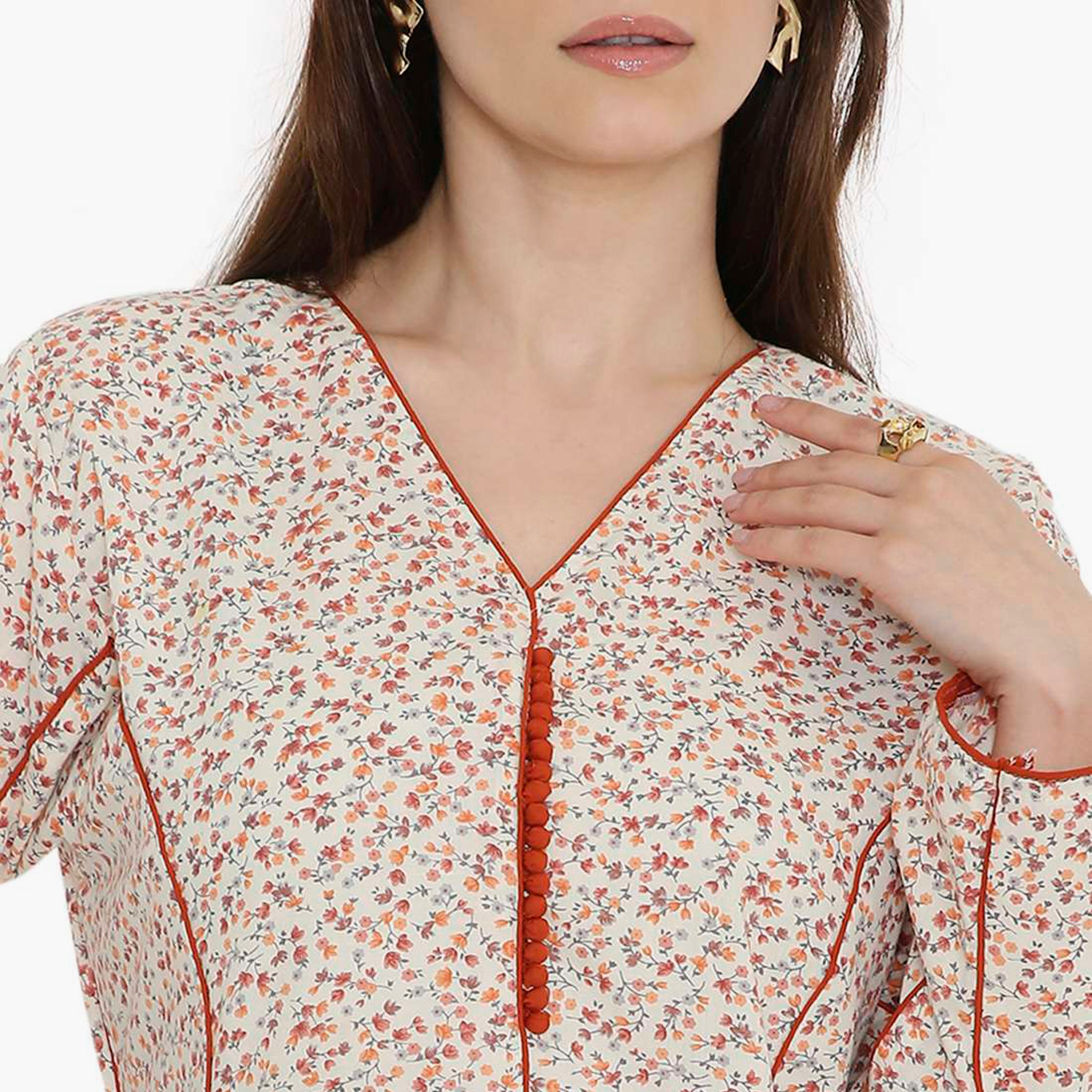 جلابية نسائية بطبعة زهور متناثرة من هنا أند سارة-women-arabicclothing-jalabiyas-image-7