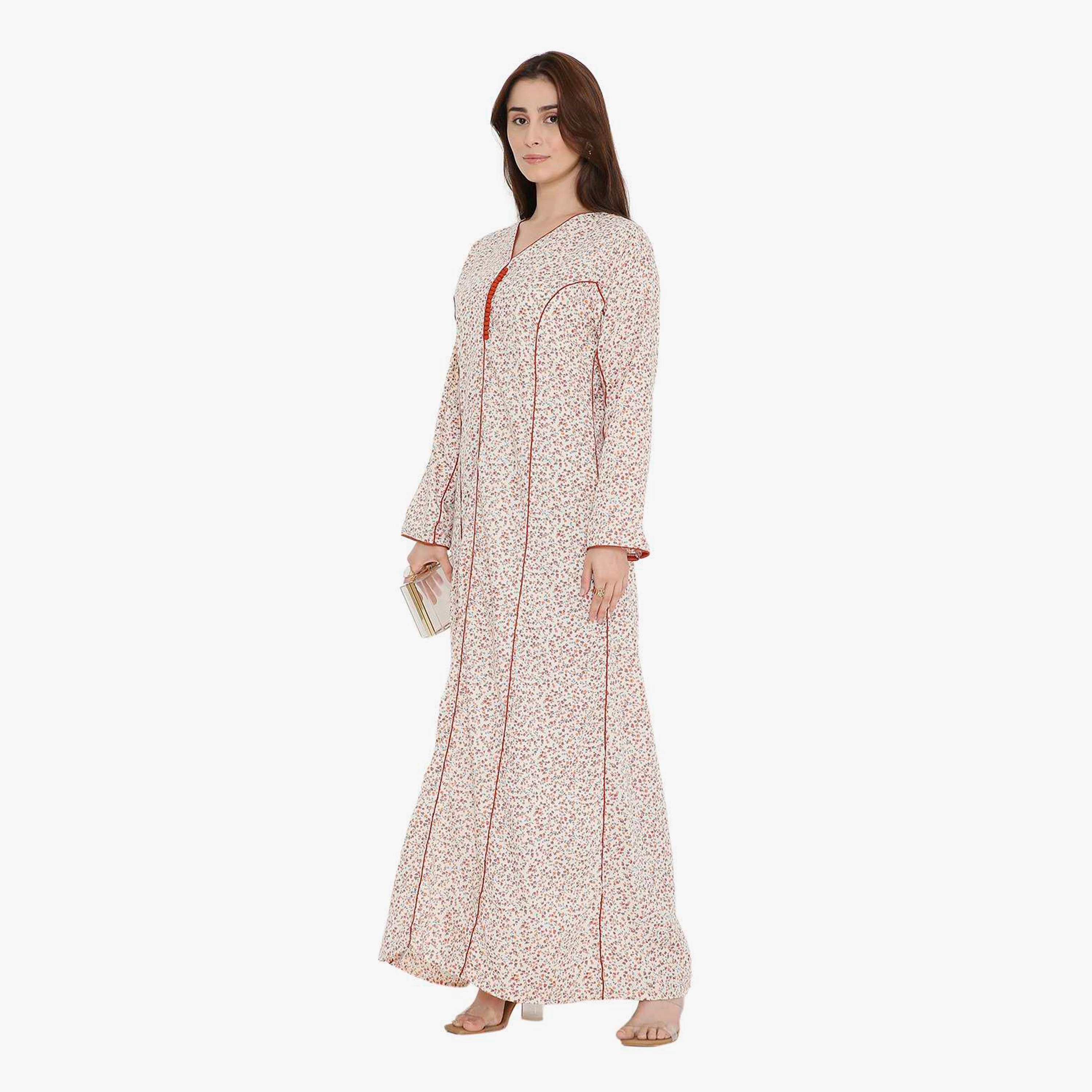 جلابية نسائية بطبعة زهور متناثرة من هنا أند سارة-women-arabicclothing-jalabiyas-image-9