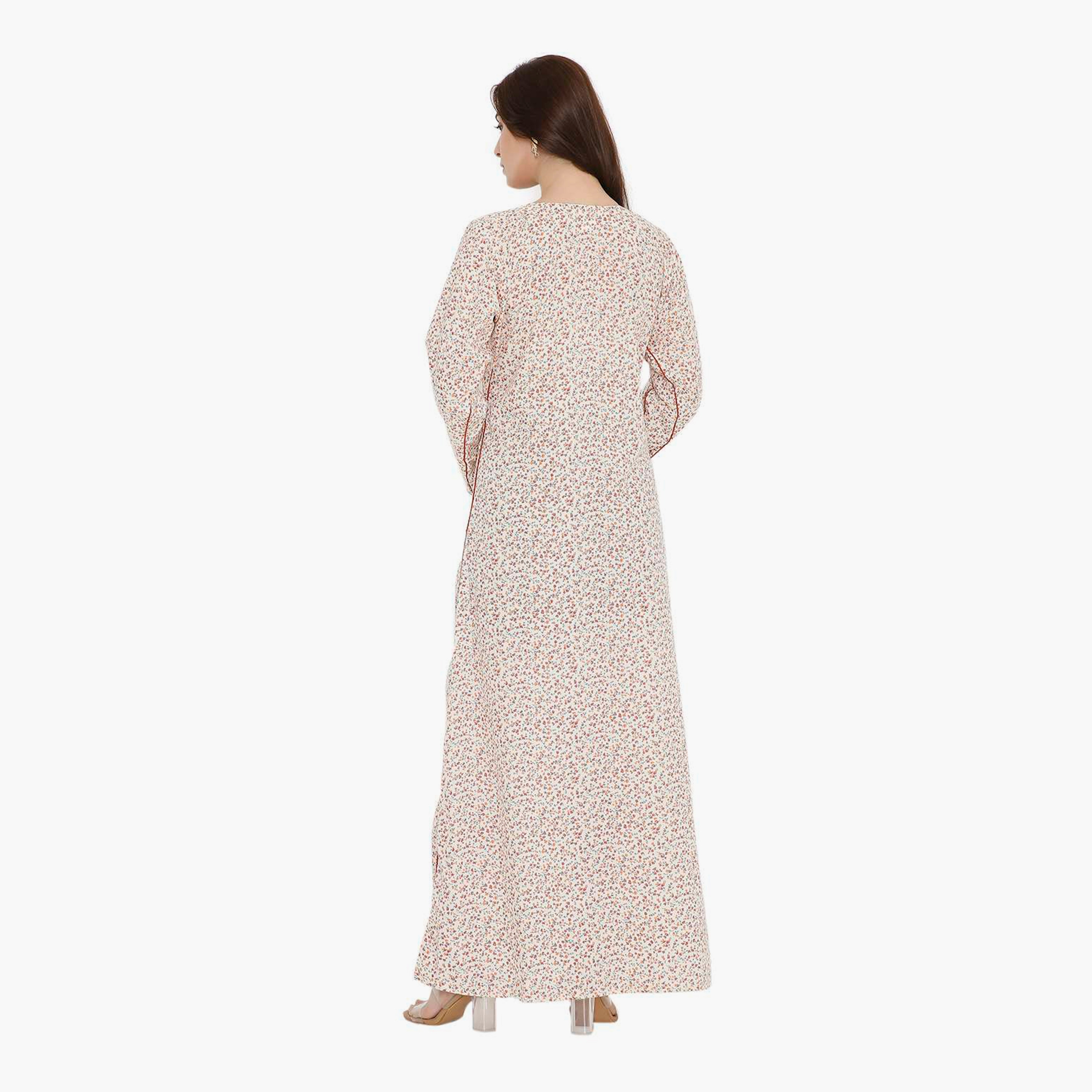 جلابية نسائية بطبعة زهور متناثرة من هنا أند سارة-women-arabicclothing-jalabiyas-image-10